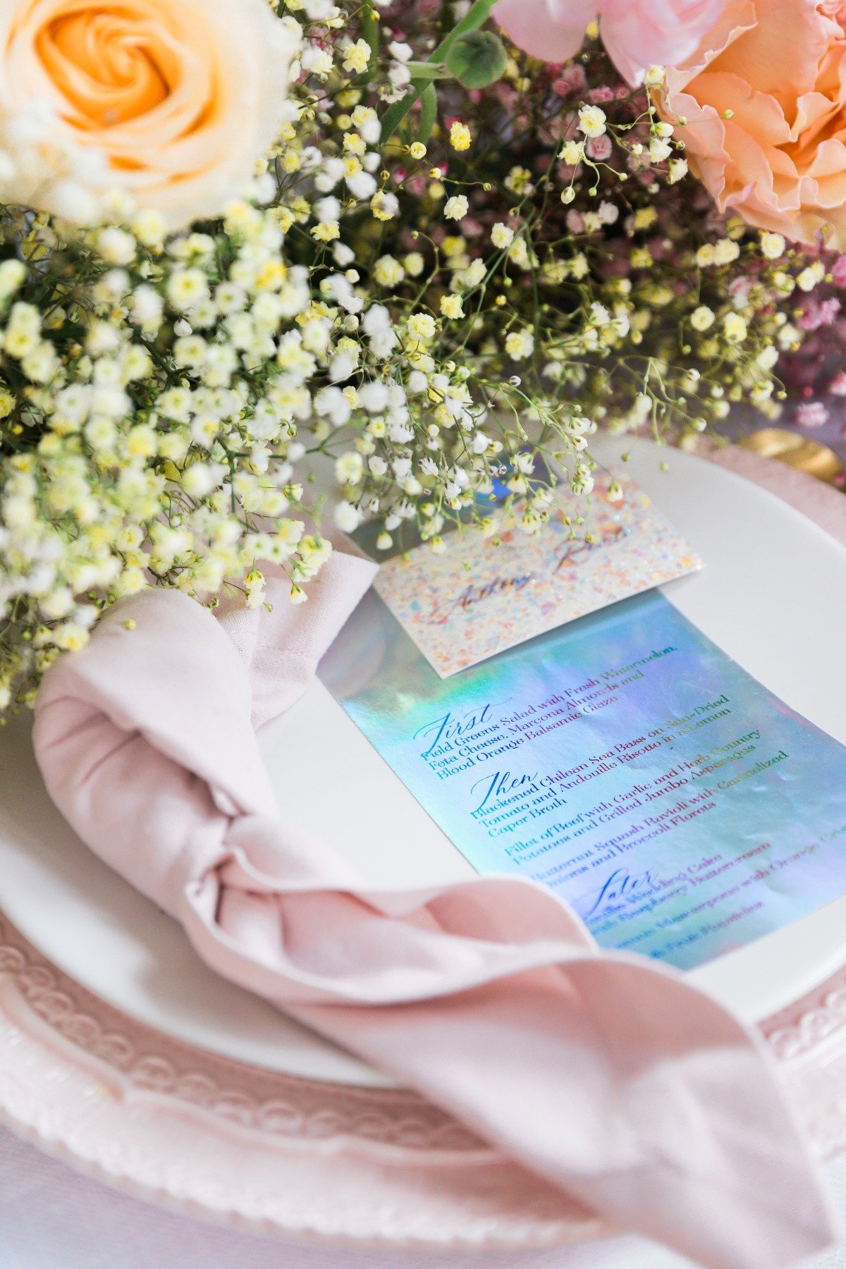holographic wedding menu