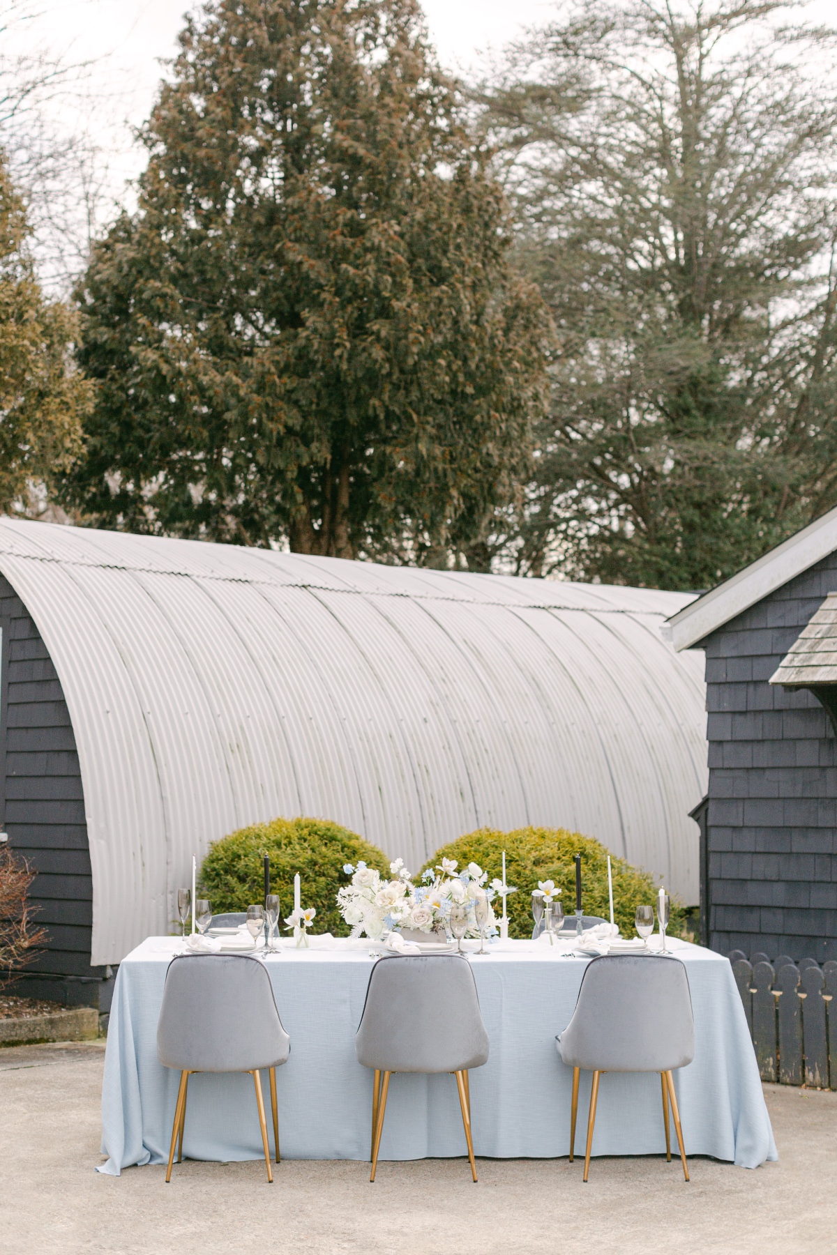 blue and white elegant wedding reception ideas