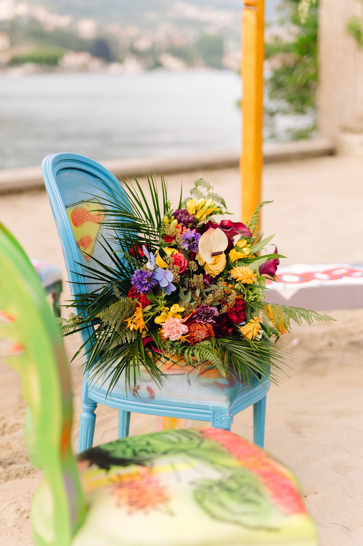 comic book inspired wedding ceremony with Marvel inspired chairs