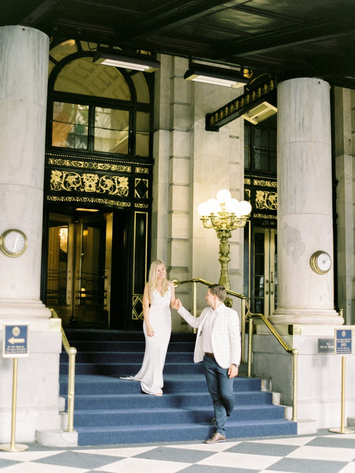engagement session pose ideas at The Plaza Hotel