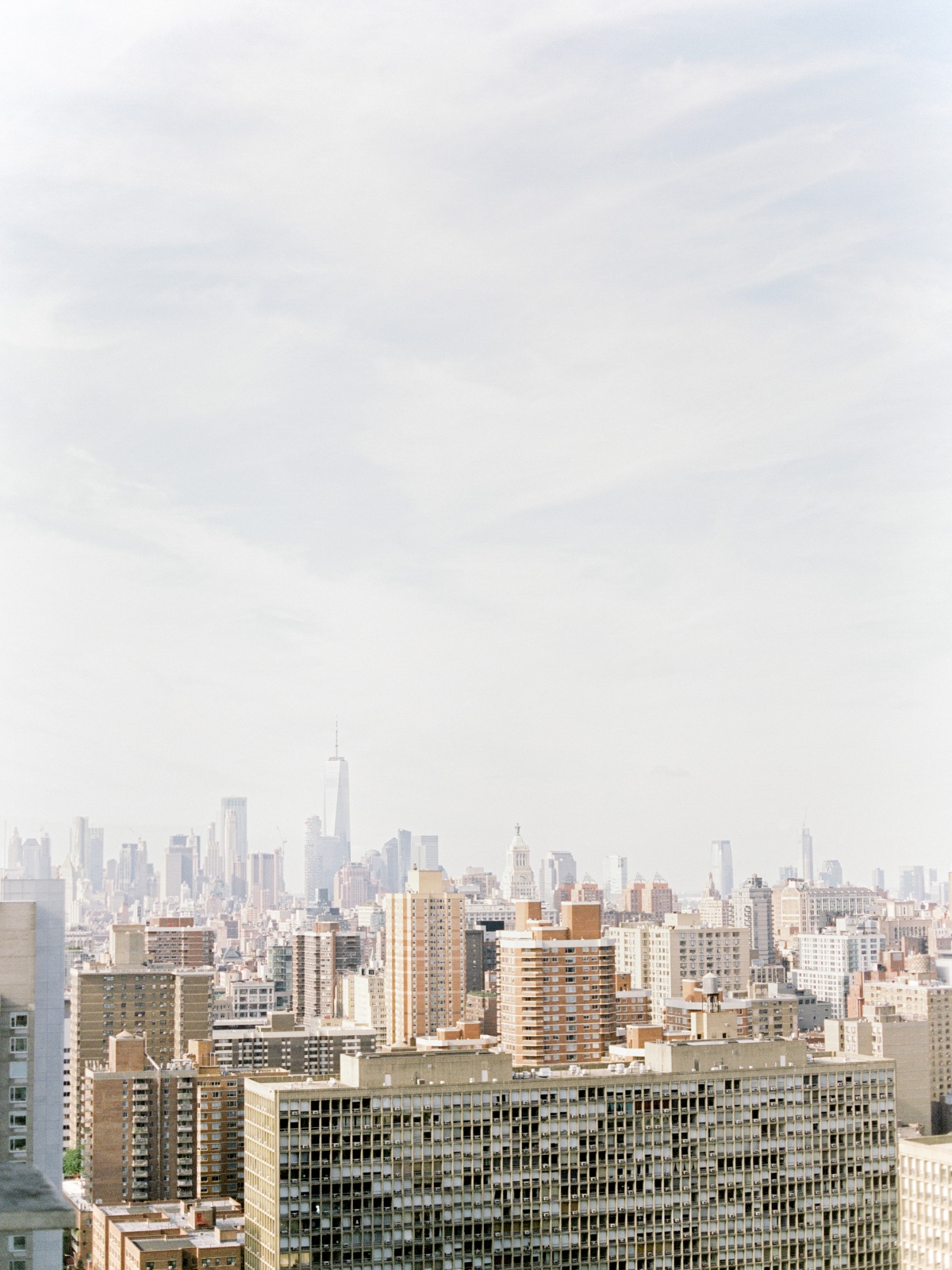 New York City skyline view from high above the urban city