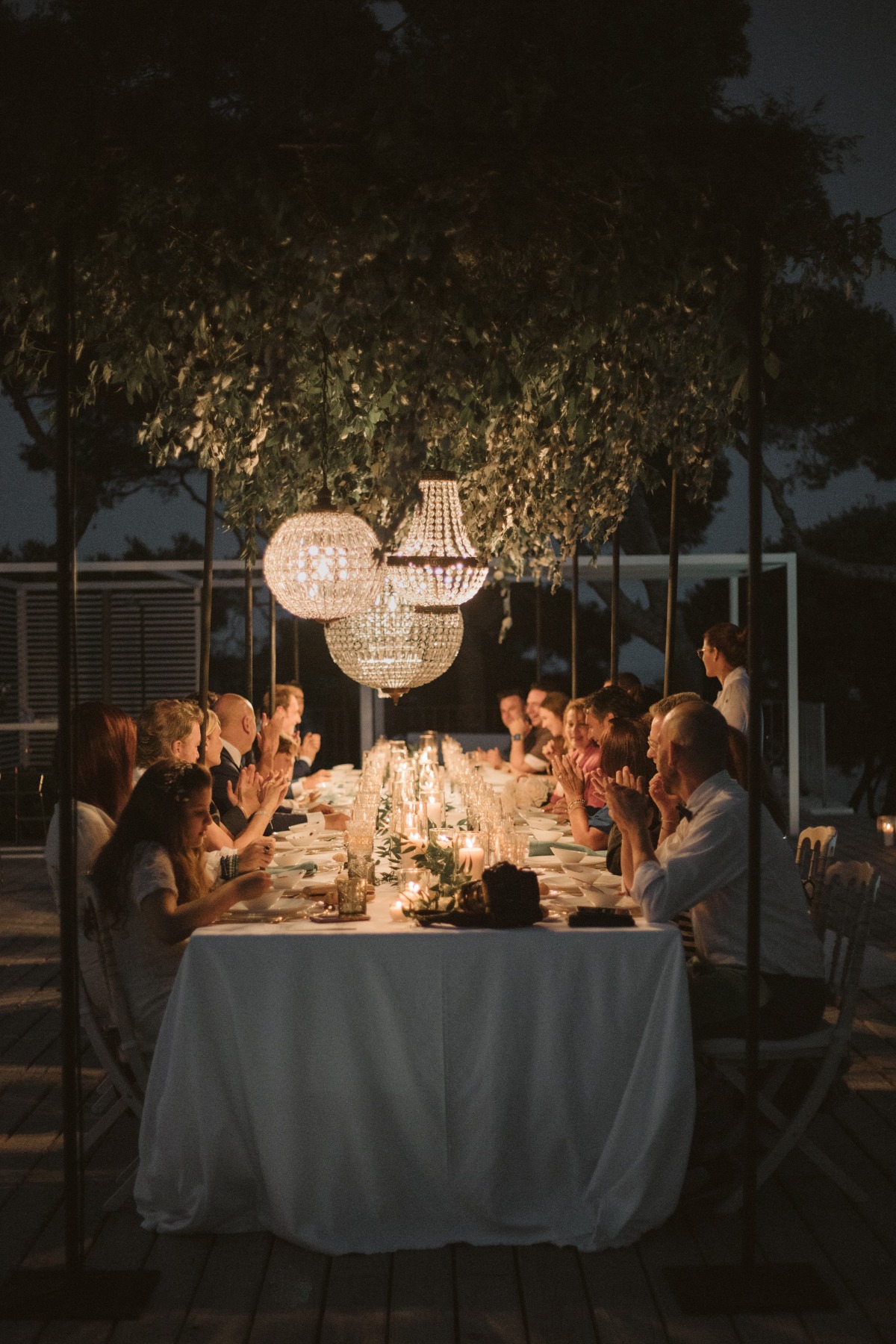 outdoor evening wedding reception