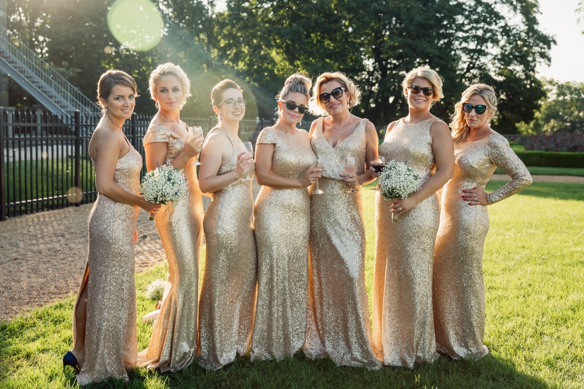 sequined gold bridesmaid dresses