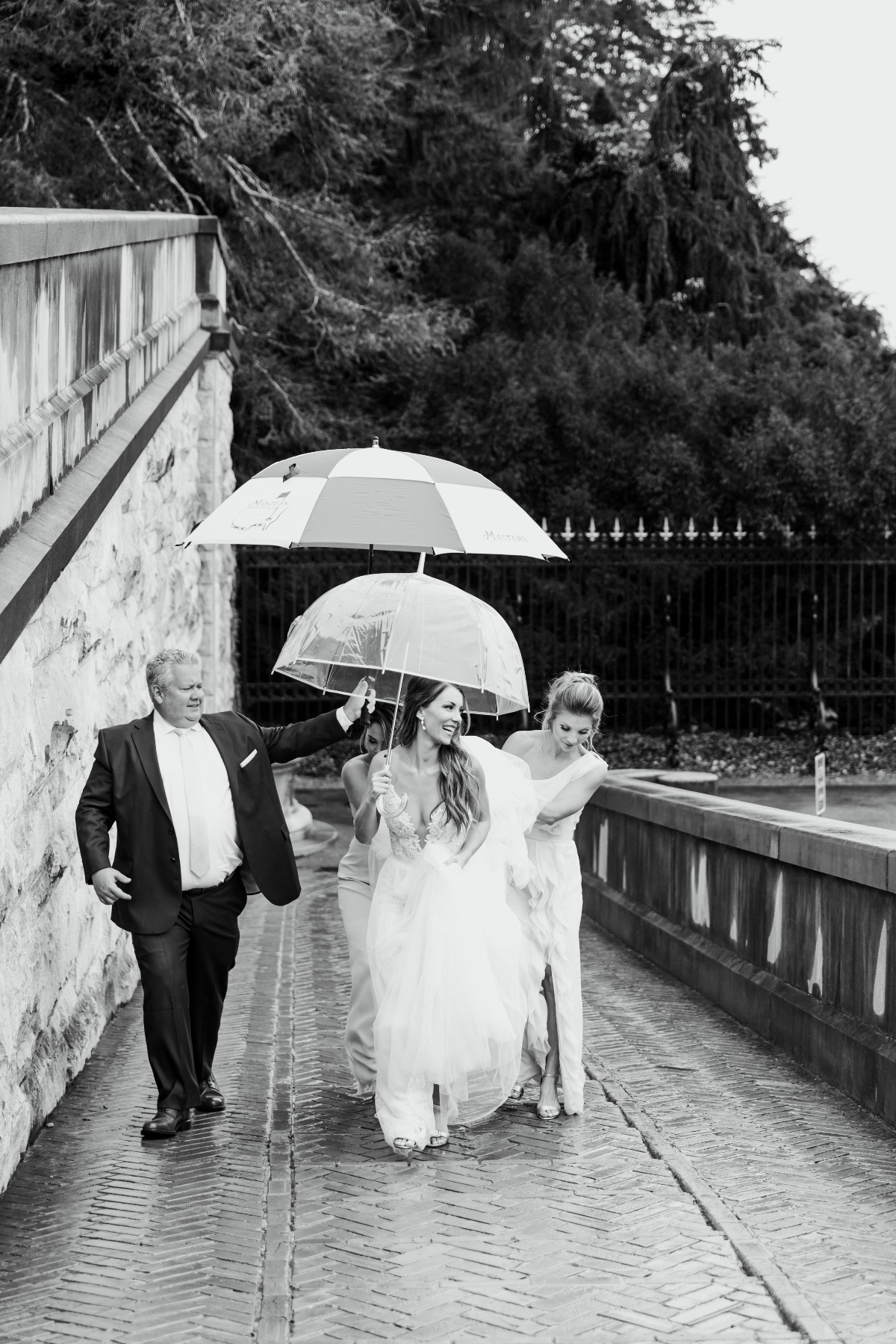 bride at rainy wedding