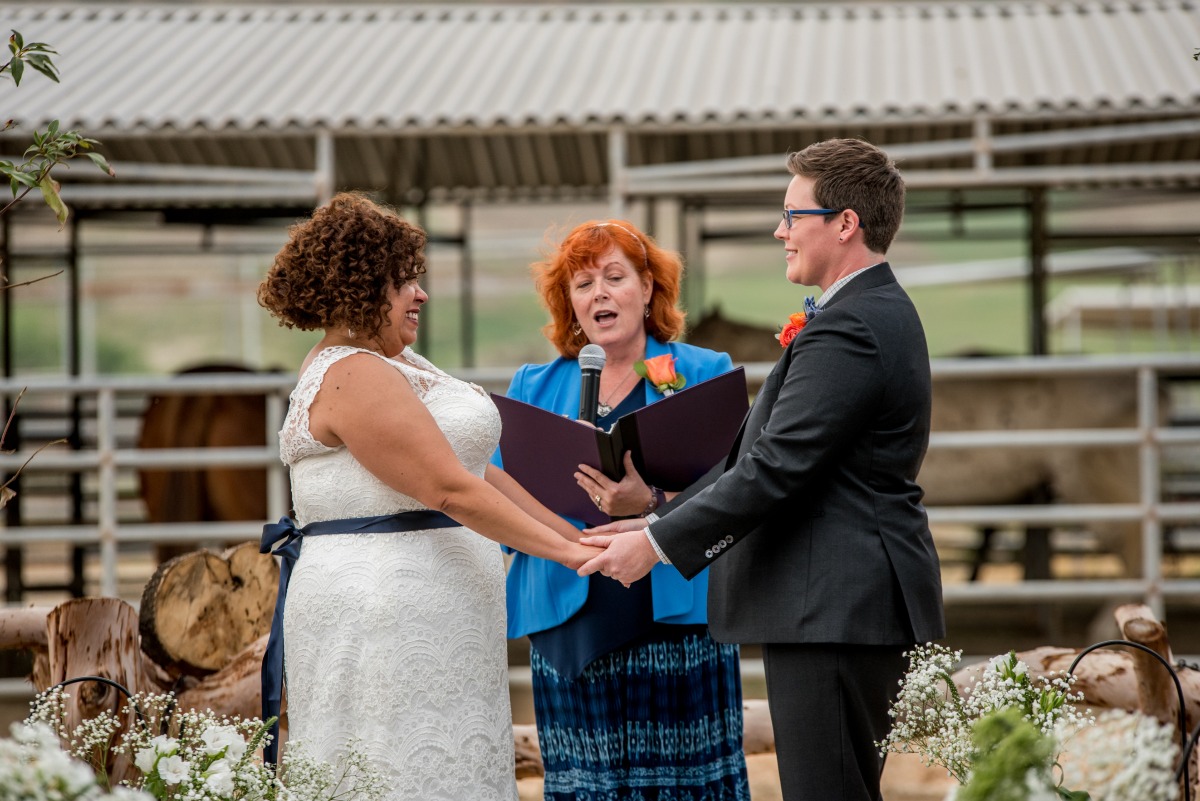 Two brides get married in an outdoor ranch wedding