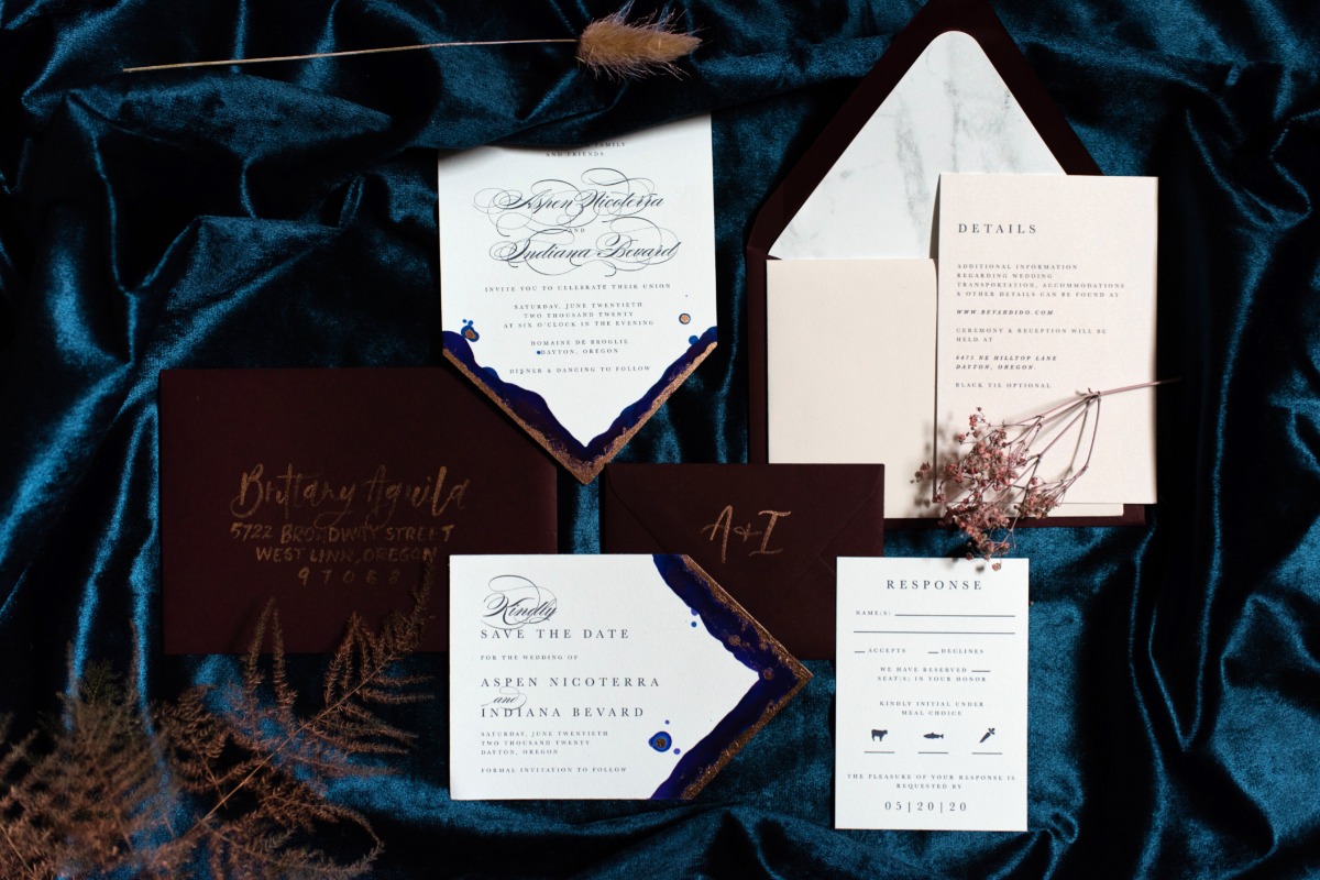elegant wedding invitations by Letters and Dust