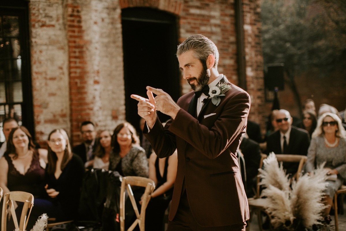 groom walking down the aisle