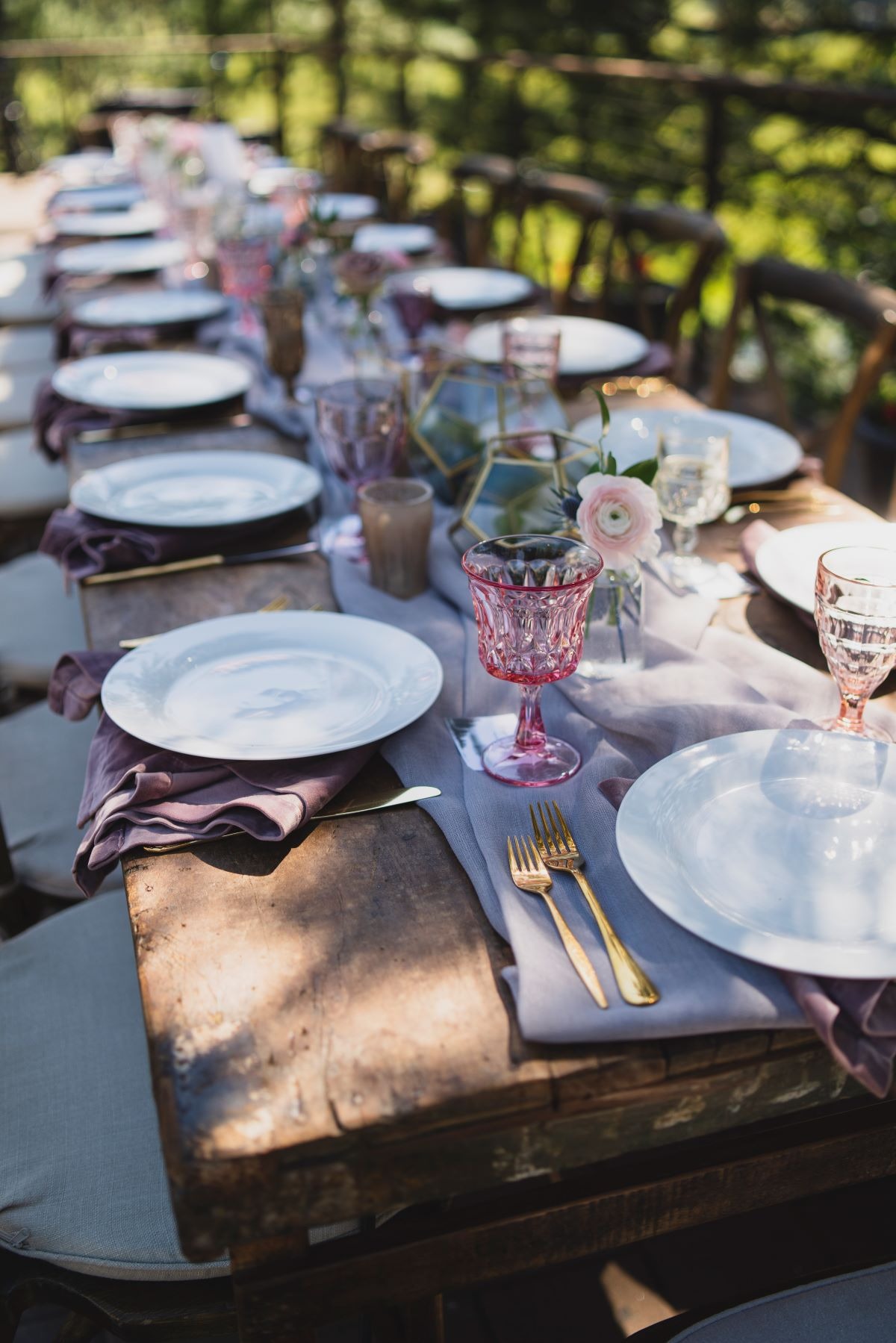 pink, lavender and gold wedding reception