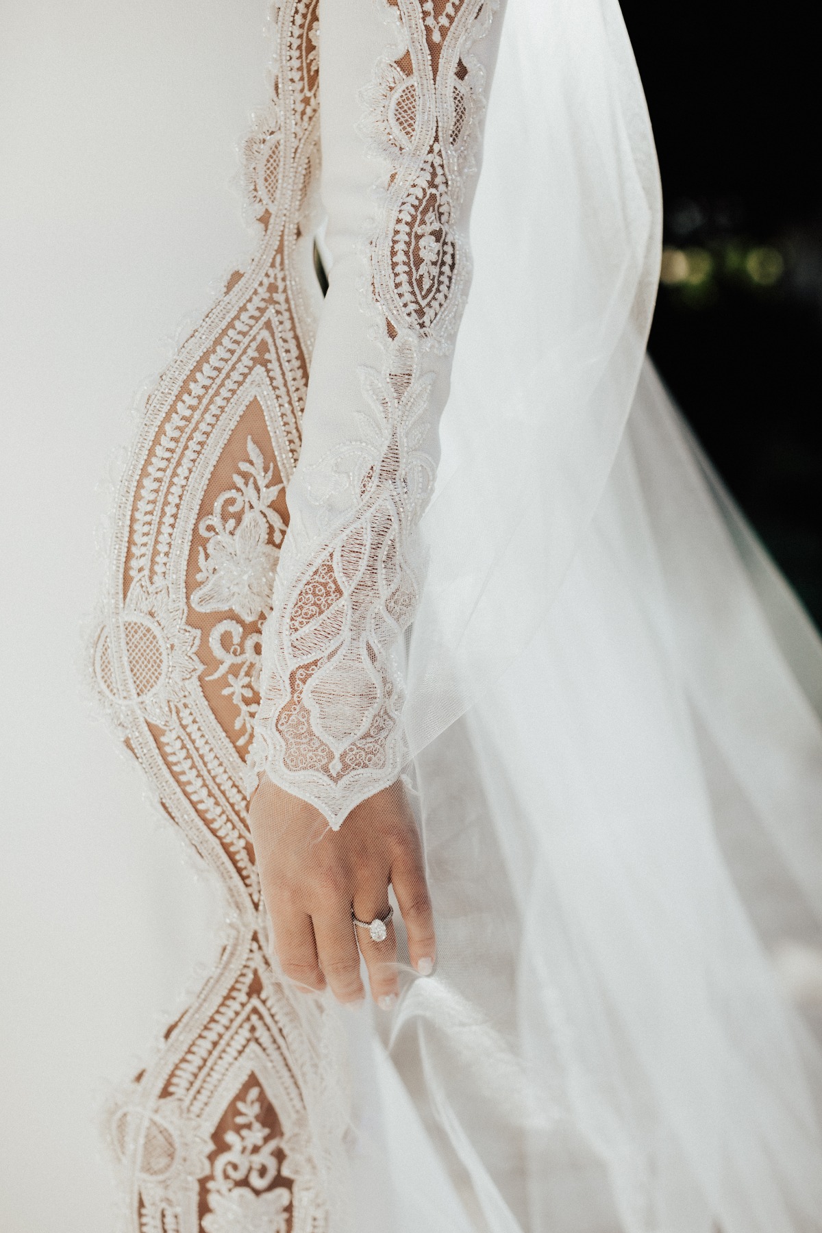 pronovias long sleeve white wedding gown