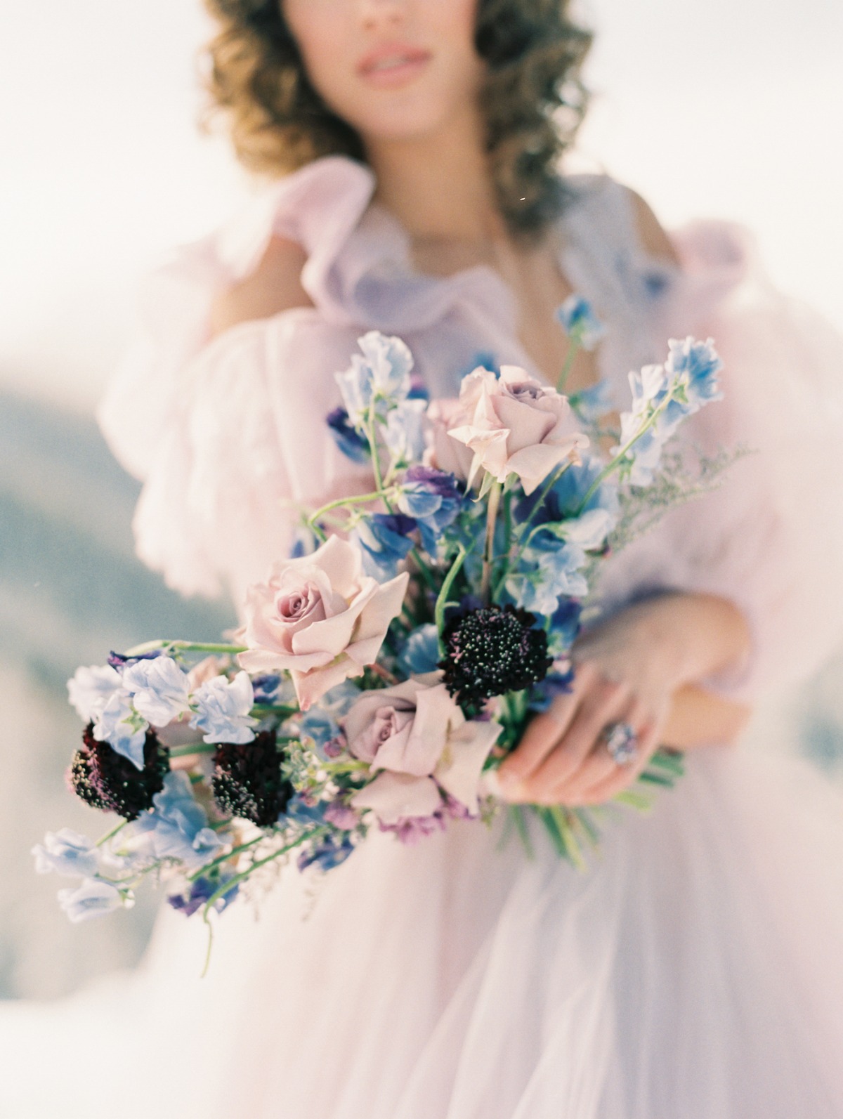 pastel purple wedding bouquet by State and Arrow florals