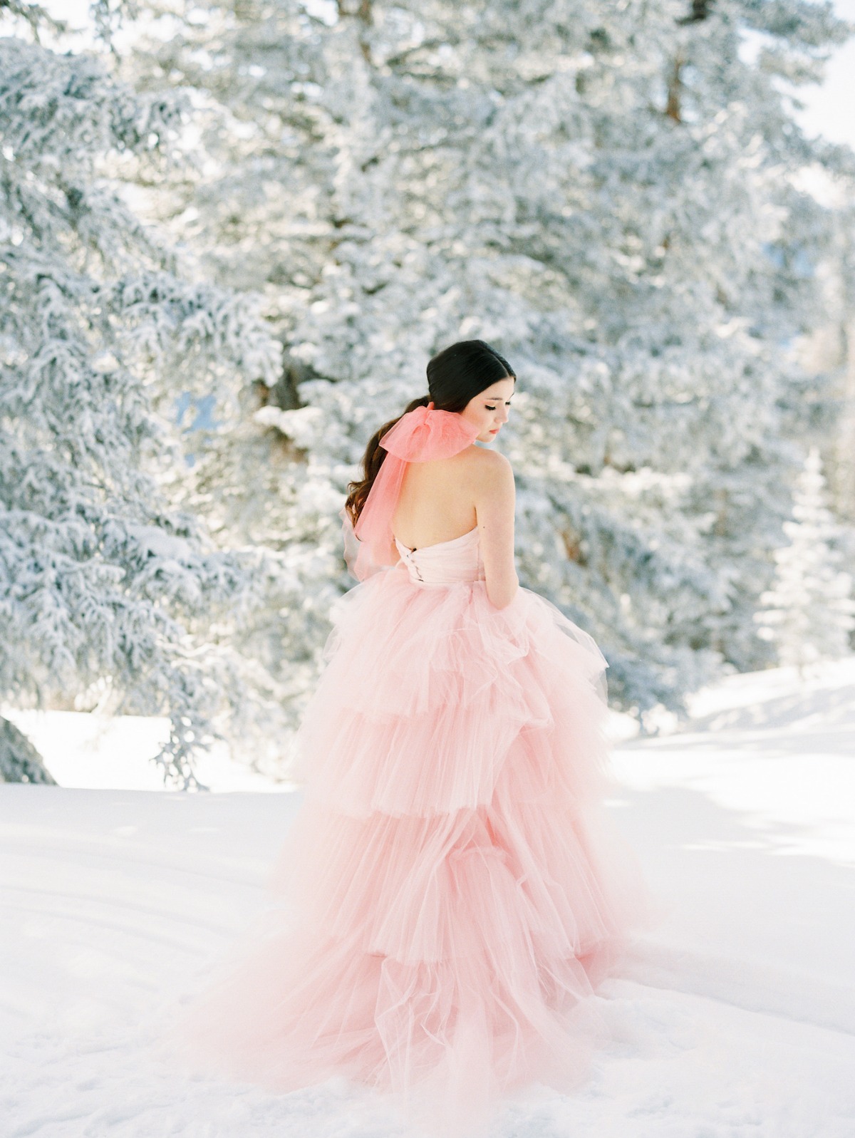 Claire LaFaye wedding gown captured in Aspen