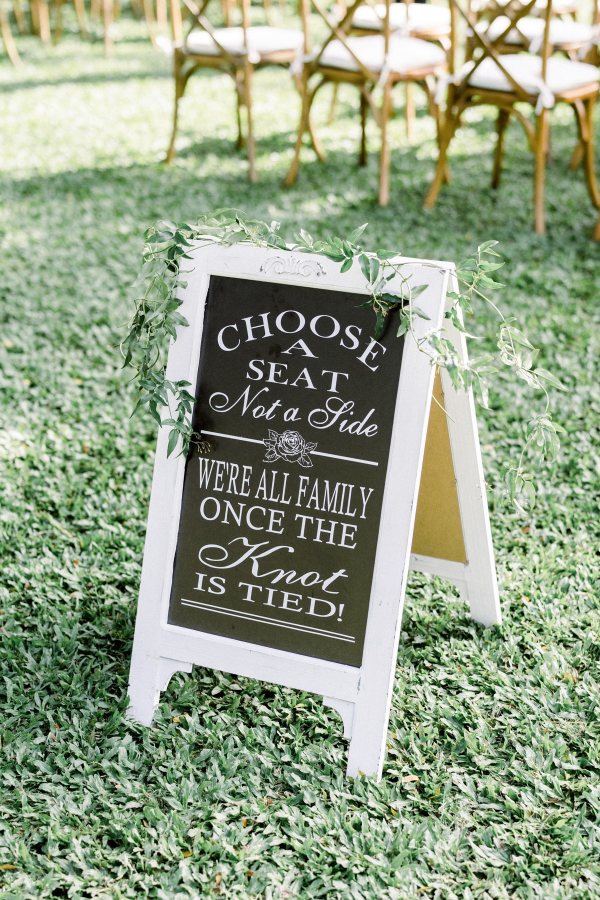 Choose a seat not a side wedding sign