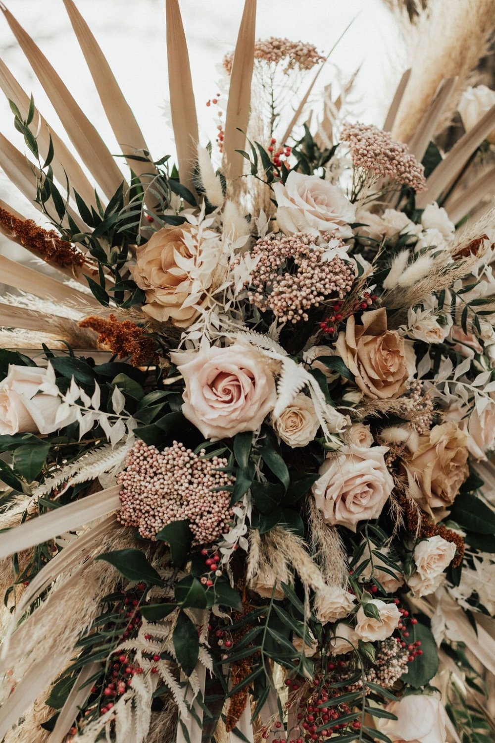 fall florals used at wedding ceremony