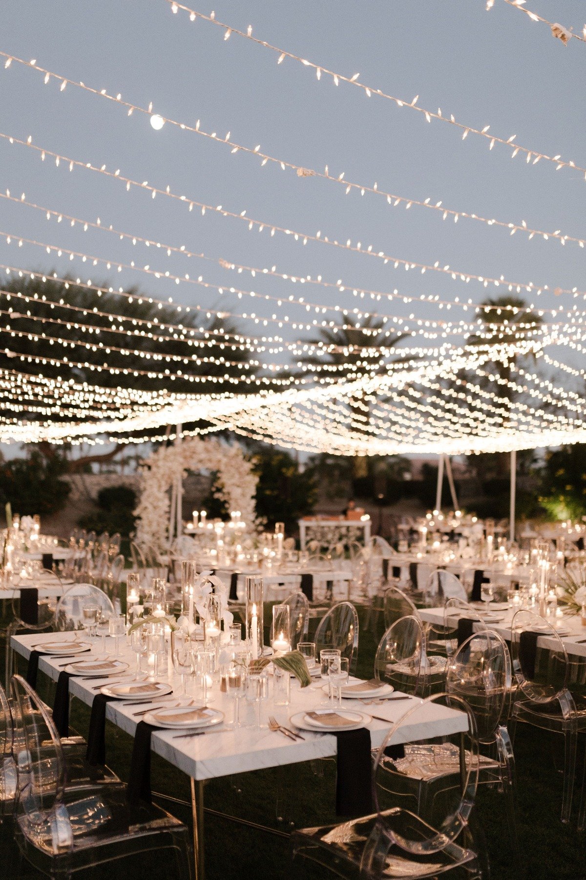 wedding lighting ideas and lucite chairs