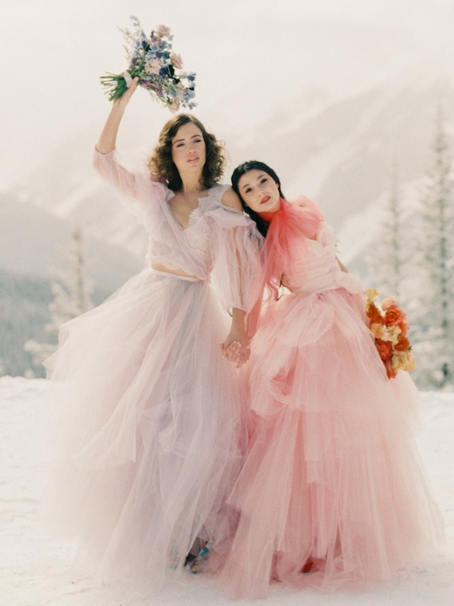 Snow Queens Rule The Mountains in Claire La Faye Wedding Gowns
