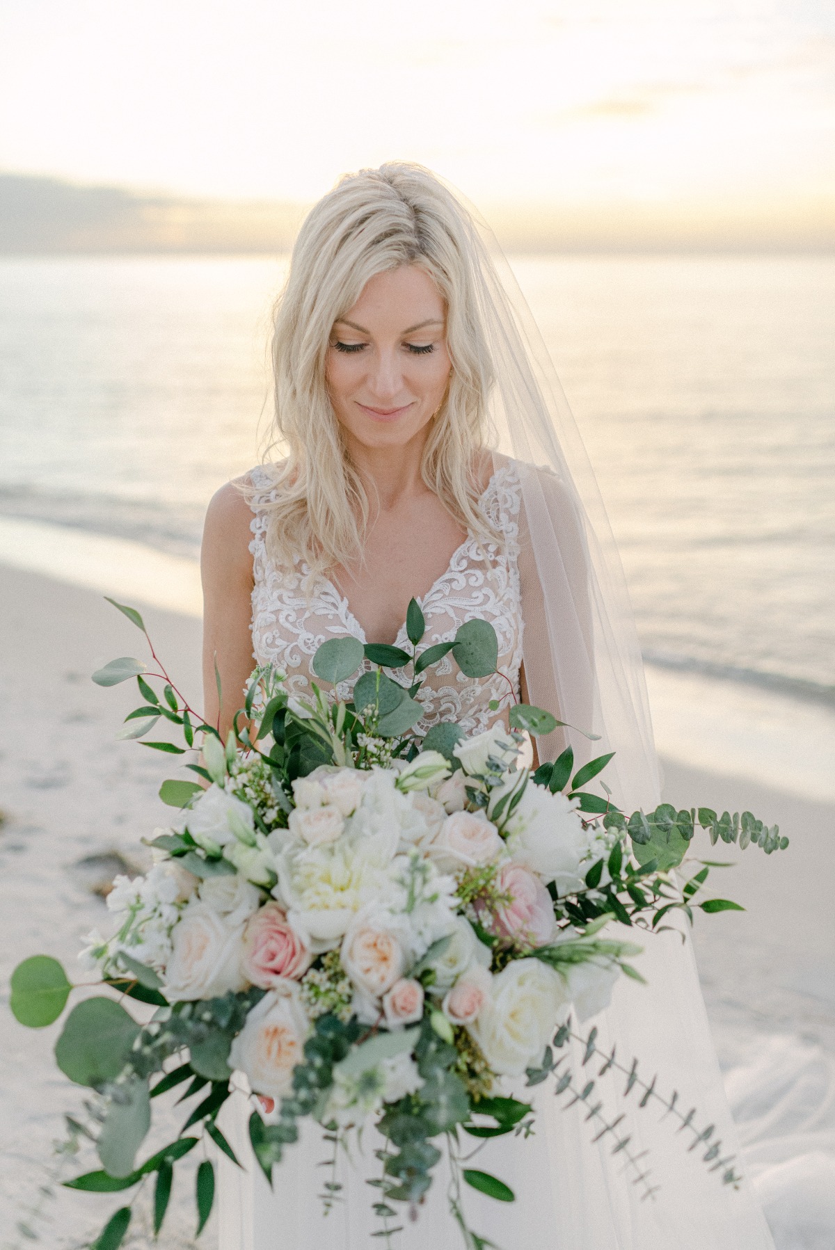 rose and eucalyptus wedding bouquet