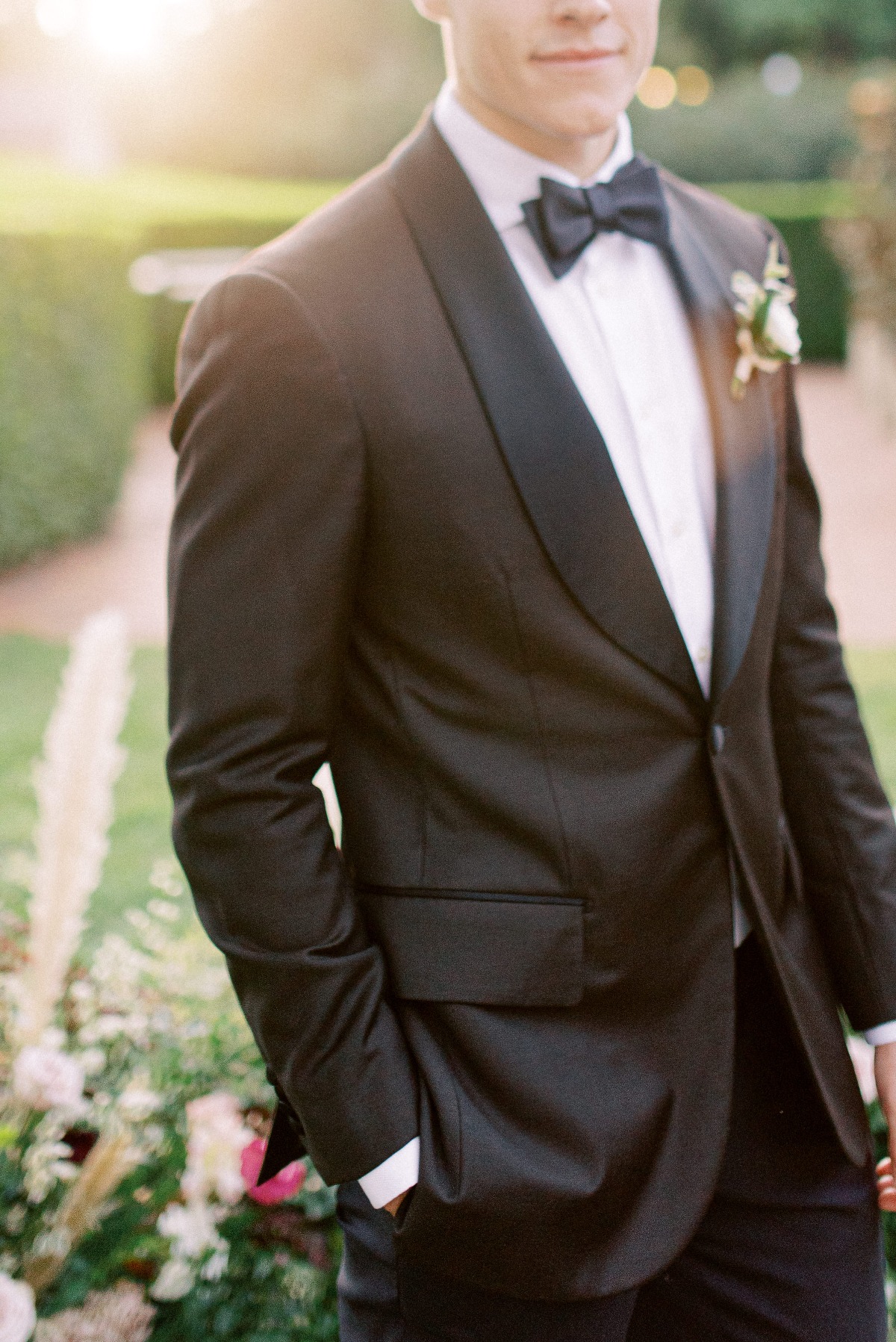 black tux groom looks