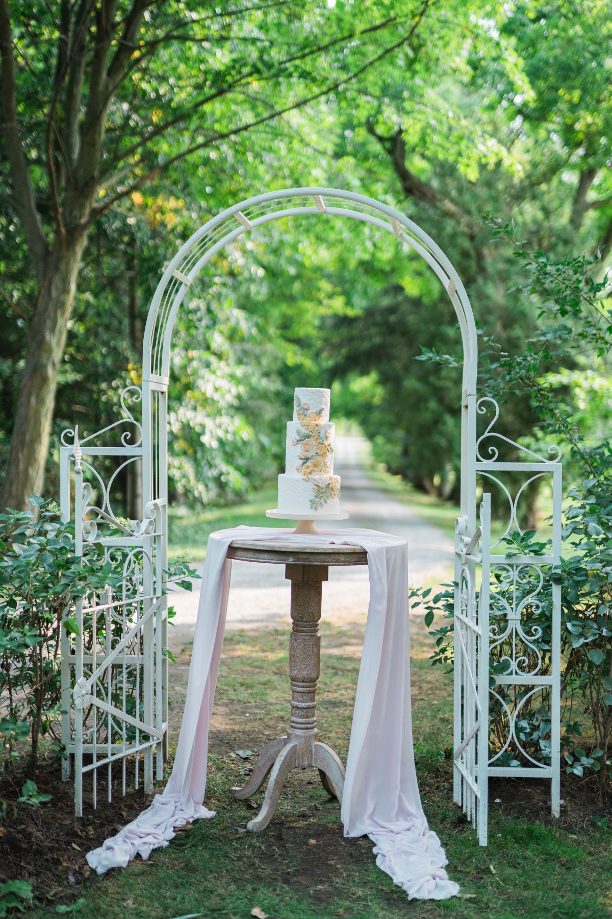 Geometric Orchard Wedding with Pink and Orange Flowers