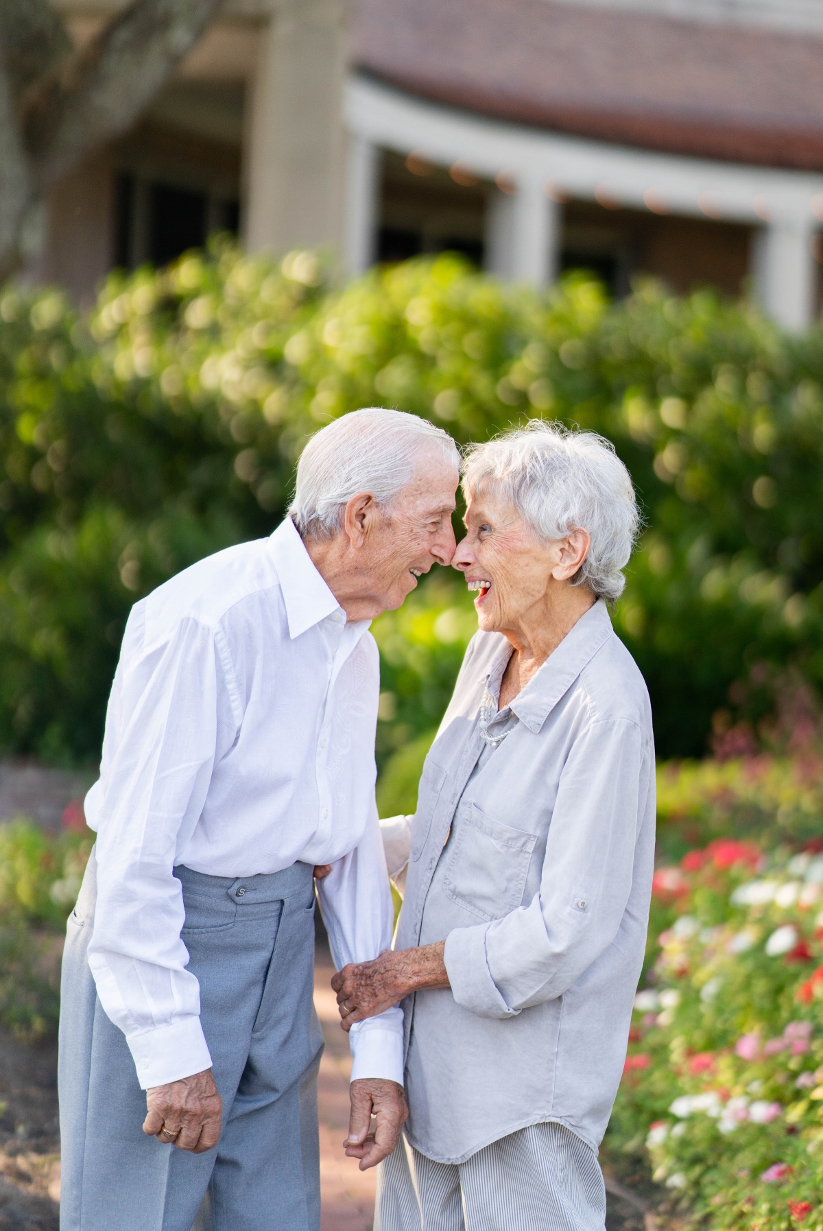 Happy senior couple sharing a loving moment outdoors