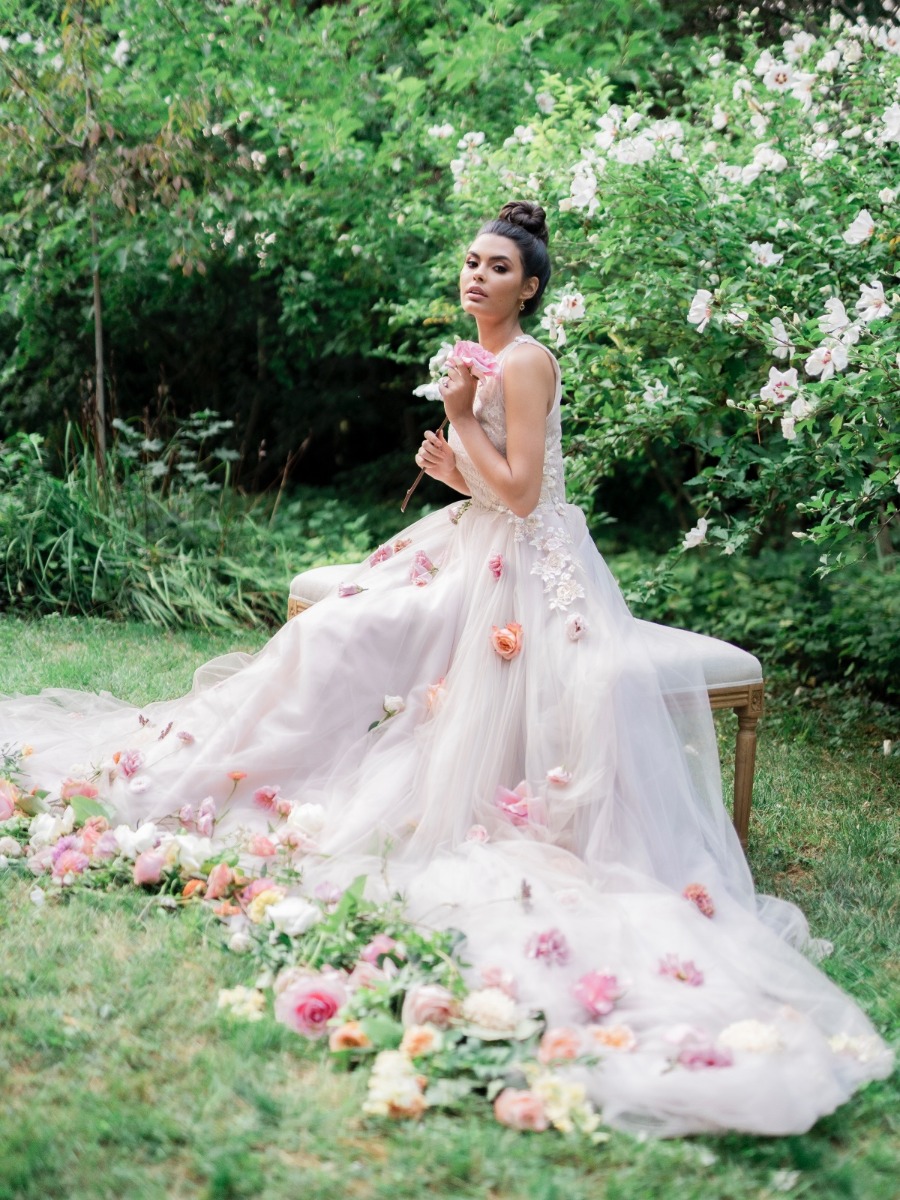 Geometric Garden Wedding with Pink and Orange Flowers