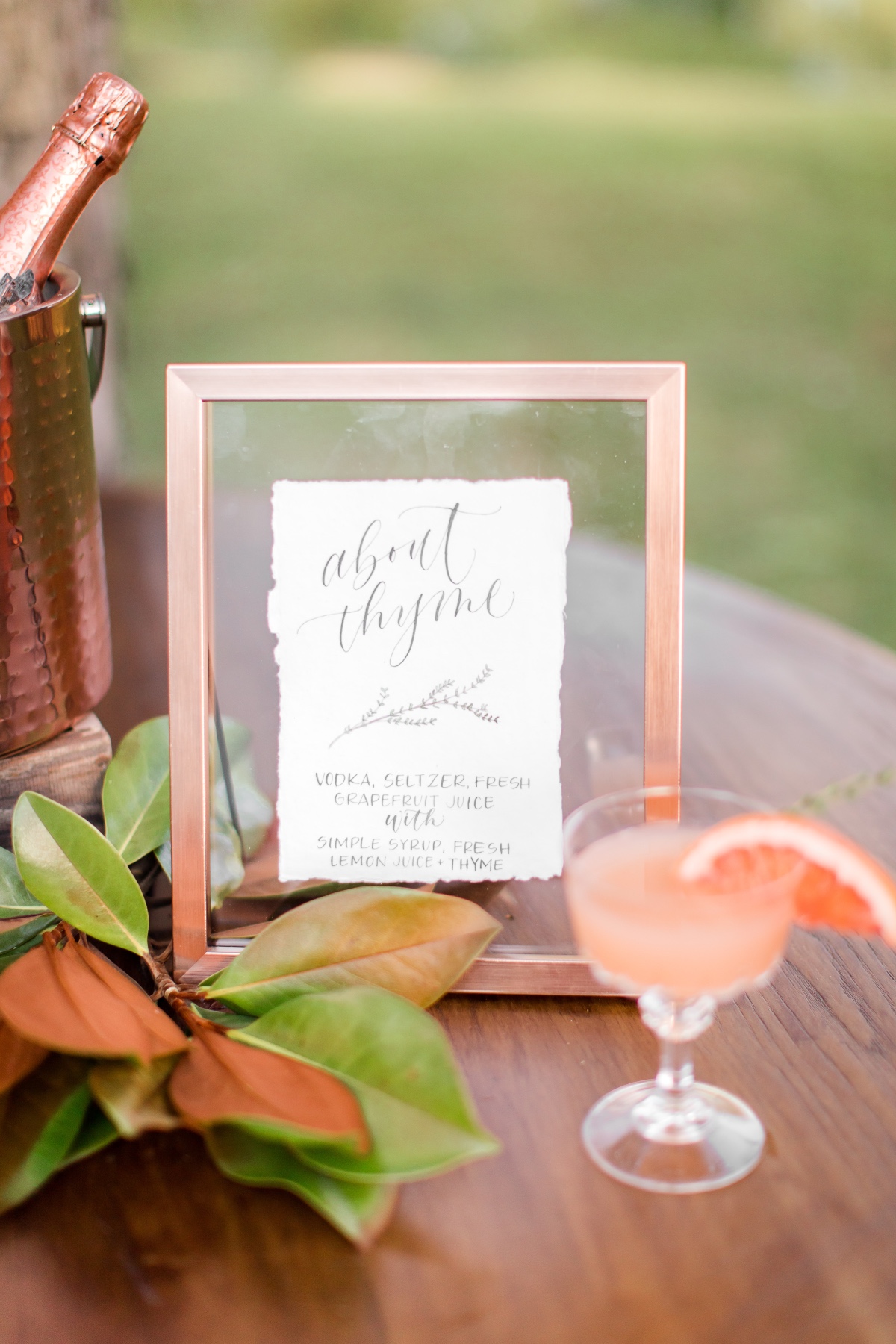 grapefruit and thyme wedding cocktail