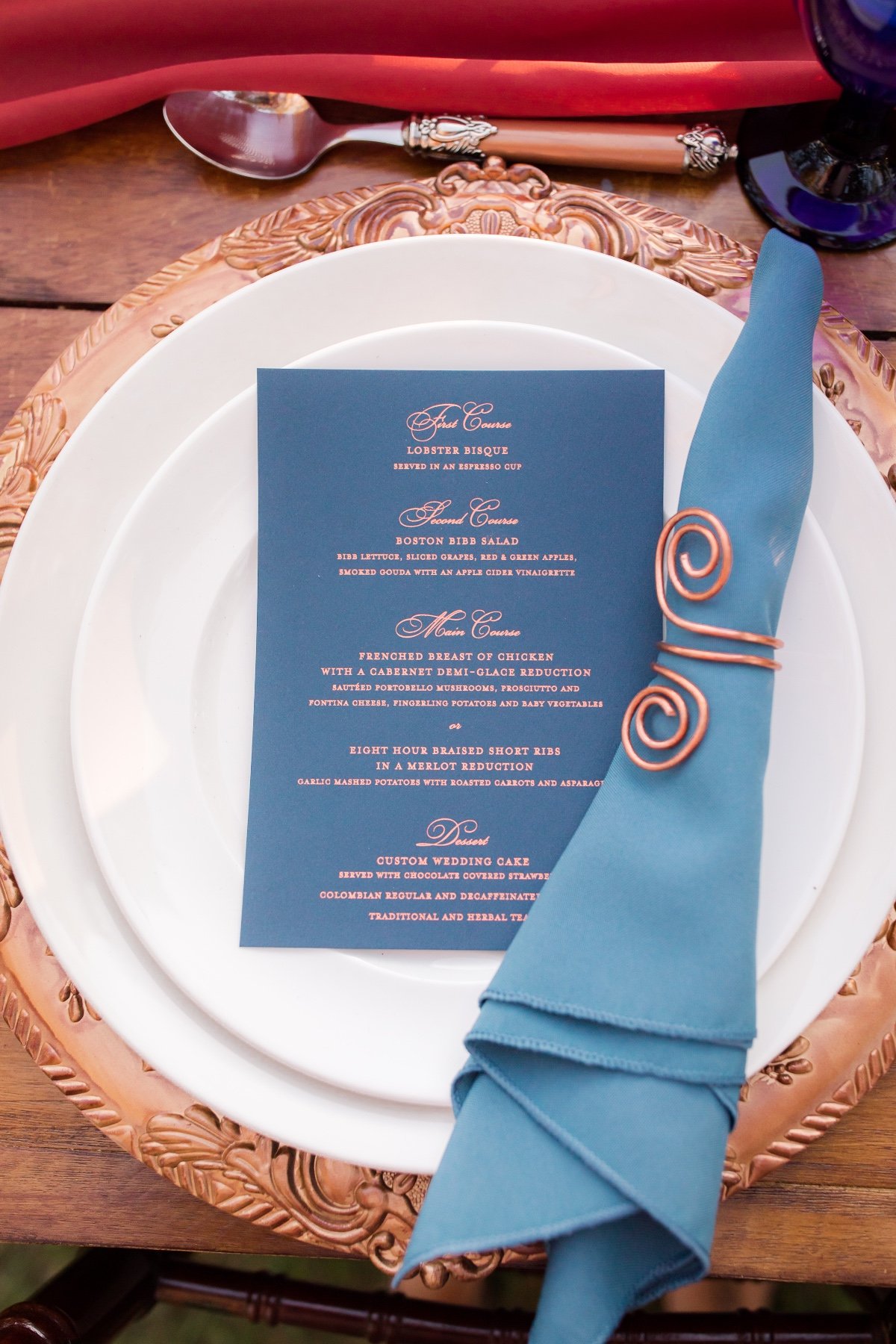 copper and navy wedding ideas