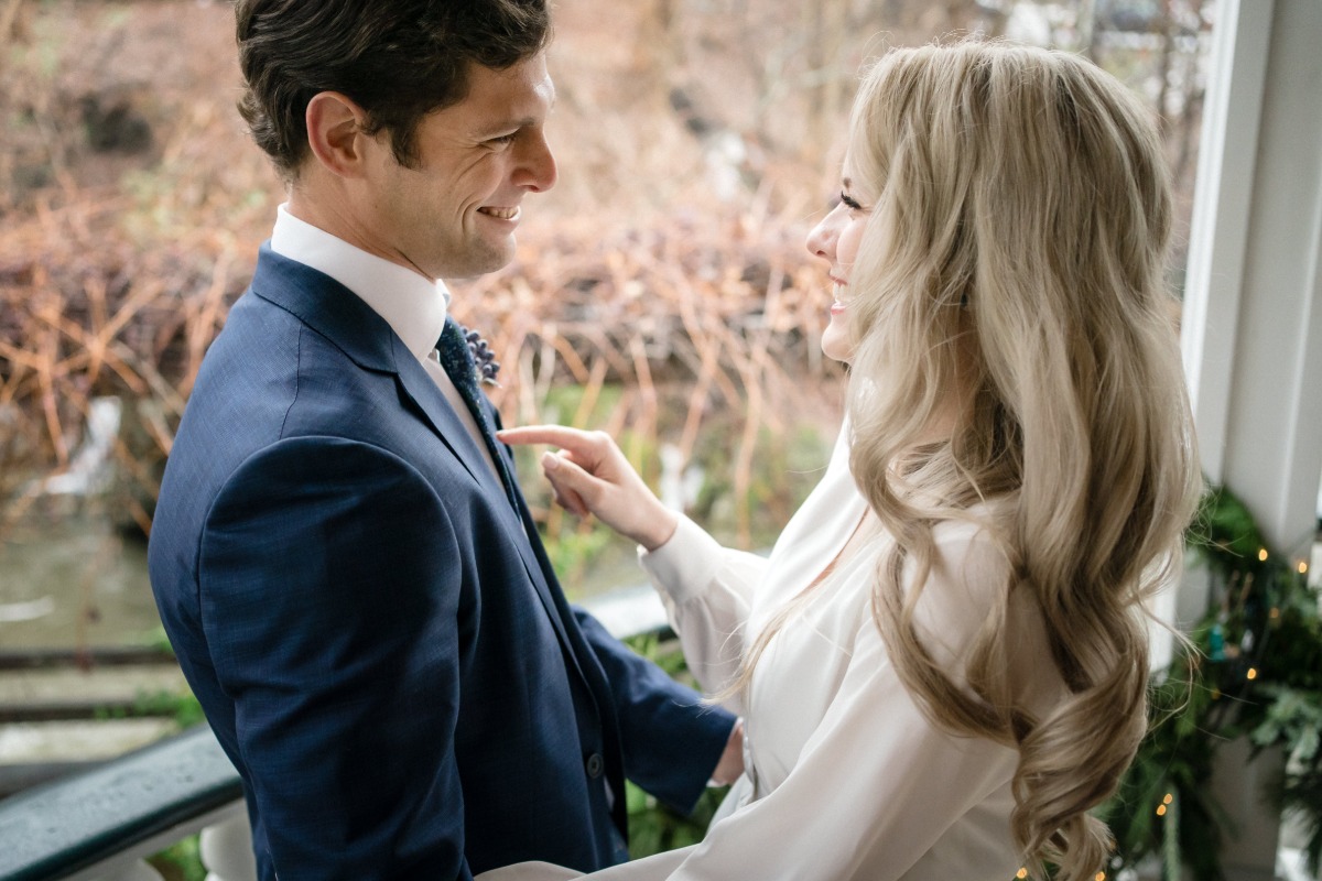 Couple shares a loving moment while smiling with each other