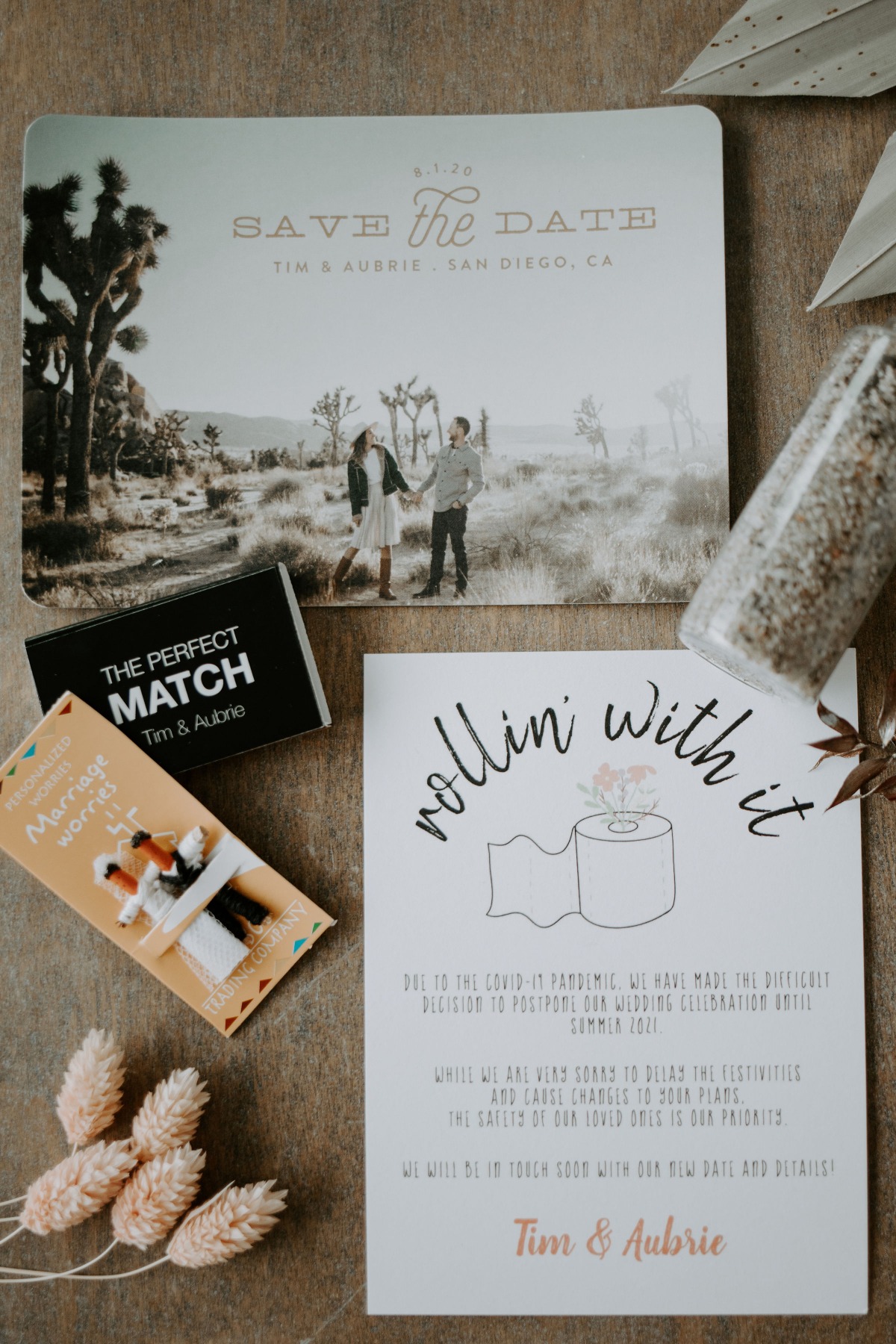 Wedding postponed card Save the Date with couple picture