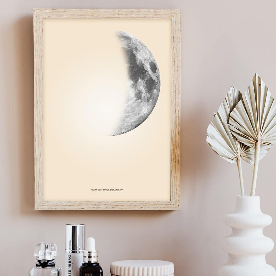 Minimalist moon phase framed art print decor