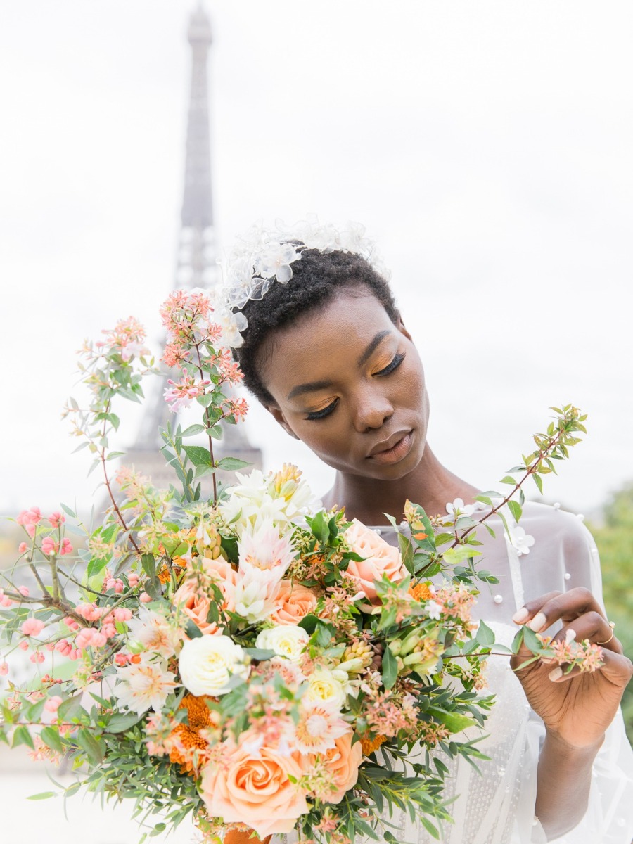 With Her Crown, Her Cape, and Her Boundless Parisian Chicness, This Beautiful Bride Is Giving Us All the Goals