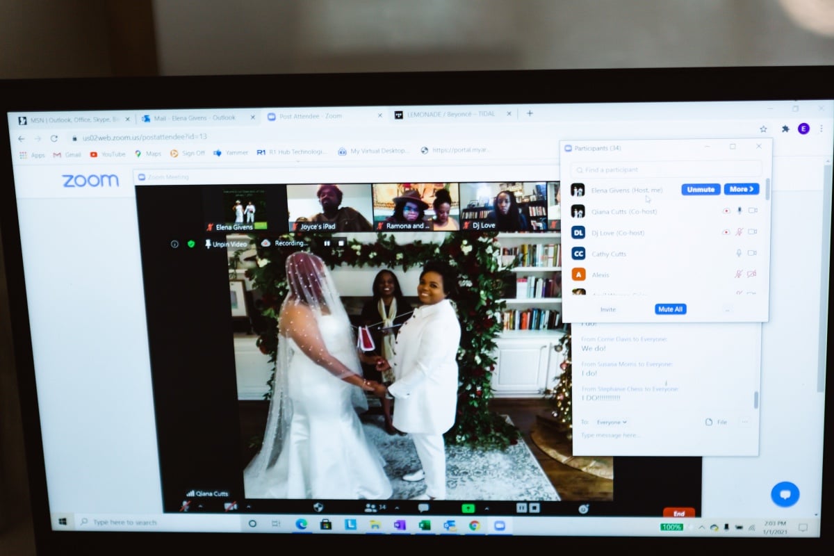 An At-Home Zoom Wedding In The Time Of Covid