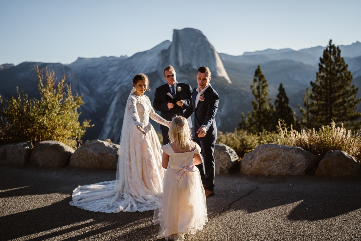 Couple marries at scenic Yosemite overlook Half Dome
