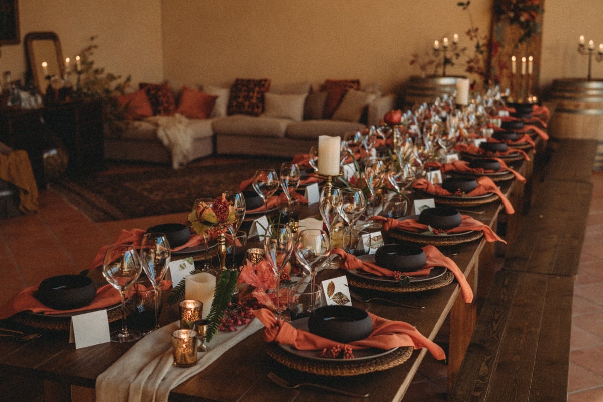A Cozy Coral and Taupe Fall Wedding in France