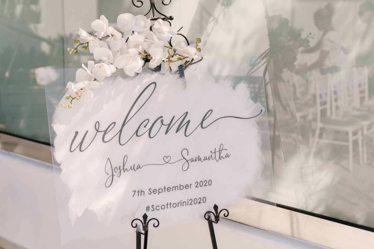 Welcome wedding sign for Joshua and Samantha event