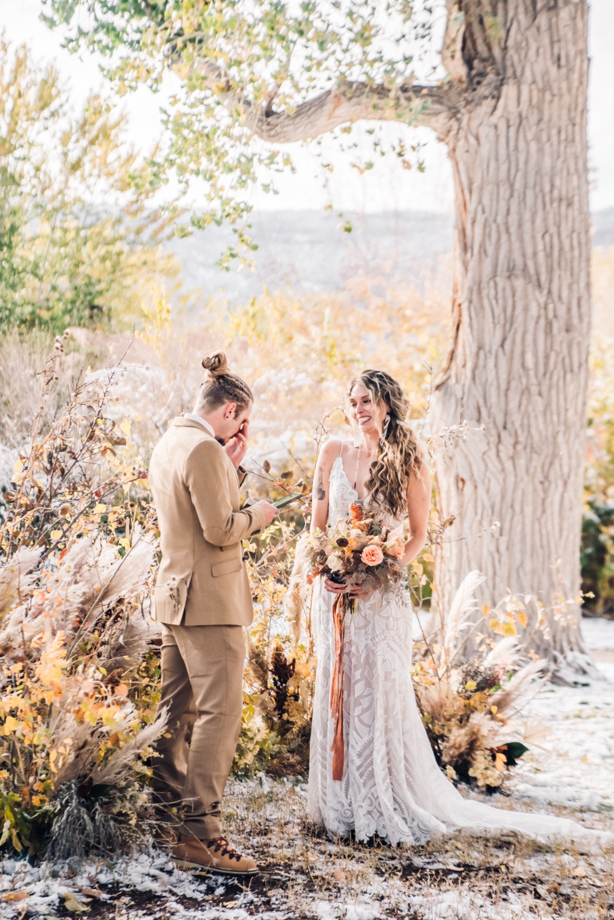 Snowy Desert Styled Shoot Turned Real Micro-Wedding