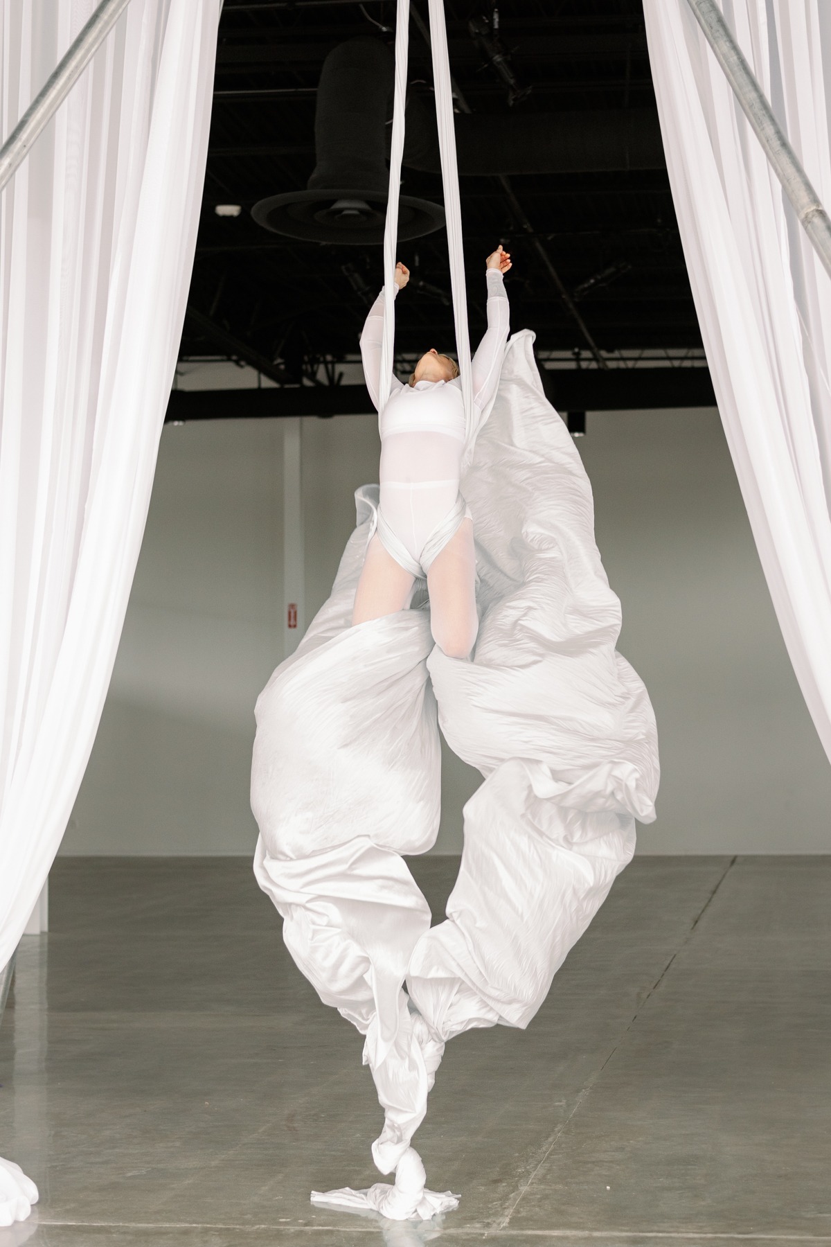 Industrial Meets Ethereal Bridal Editorial With Silk Aerialist
