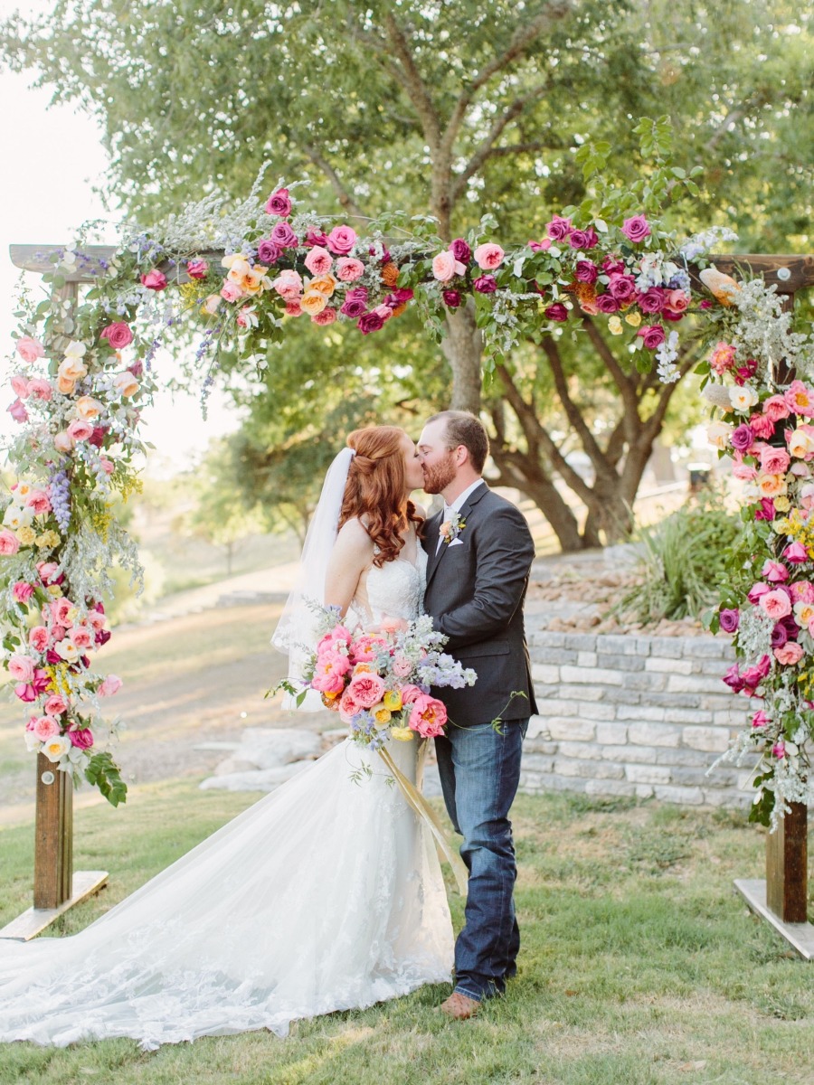 How To Have A Lavish Ranch Wedding With Bold Florals + Blue Bridesmaids