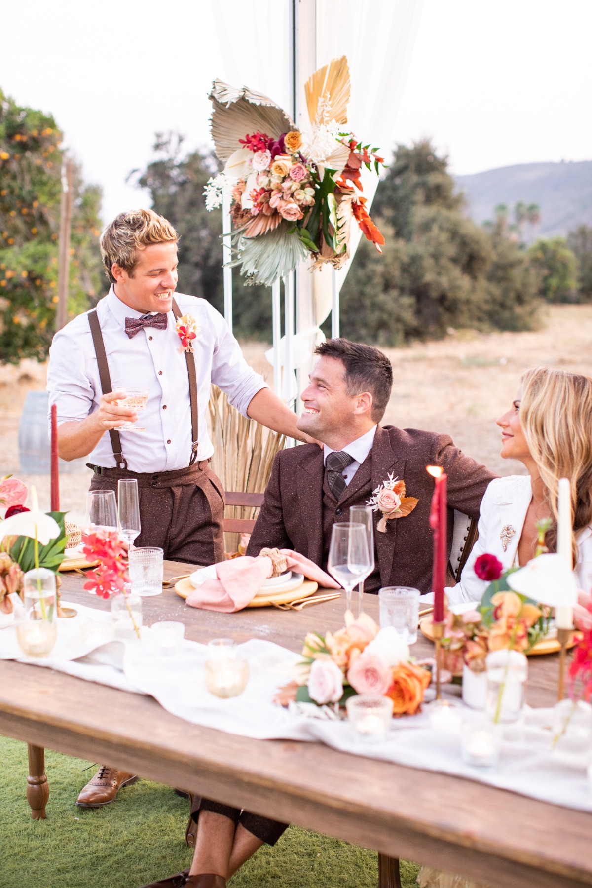 Wedding reception with best man giving a toast
