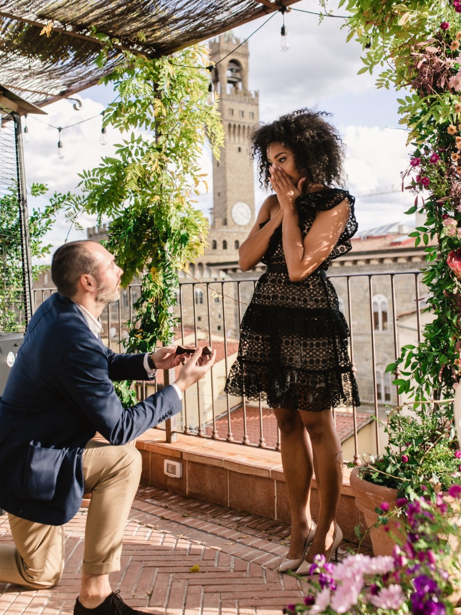 A Stunning Proposal On A Garden Rooftop in Florence Italy