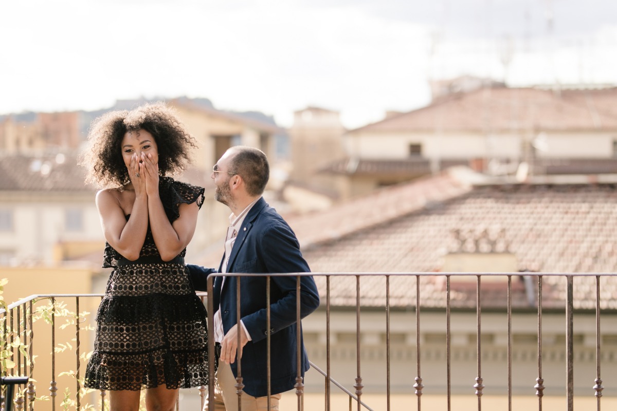 A Stunning Proposal On A Garden Rooftop in Florence Italy