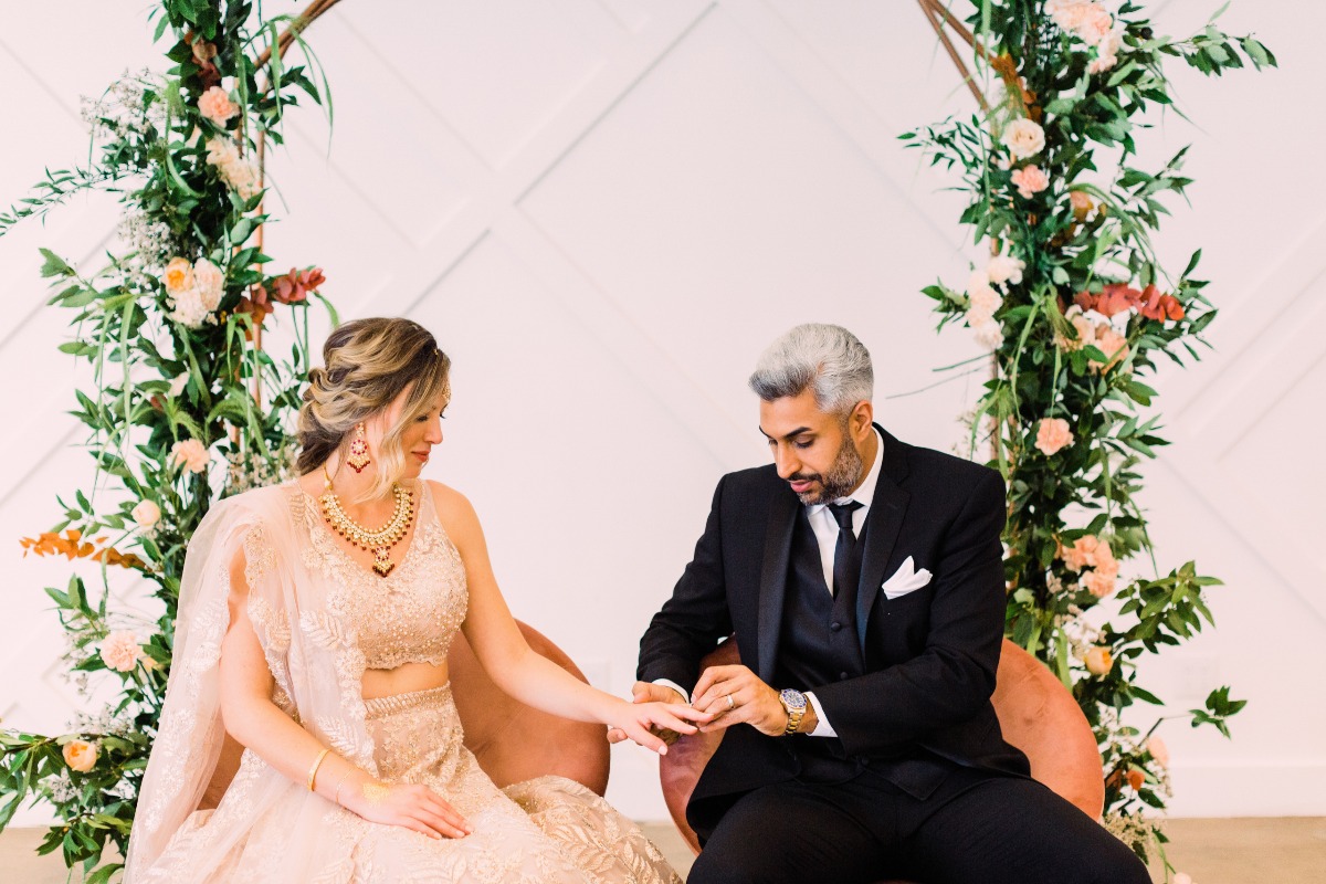 Modern, Peach-Hued Indian Fusion Inspired Shoot 
