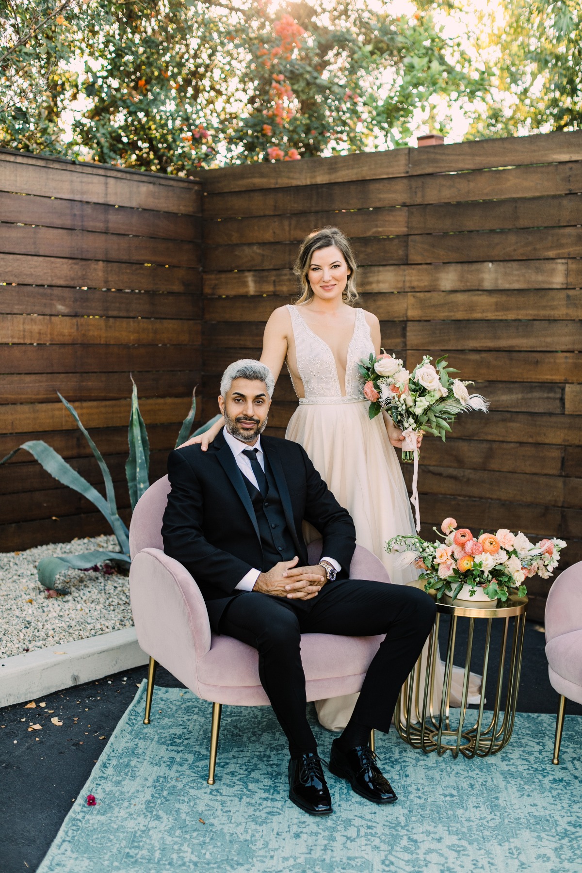 Modern, Peach-Hued Indian Fusion Inspired Shoot 