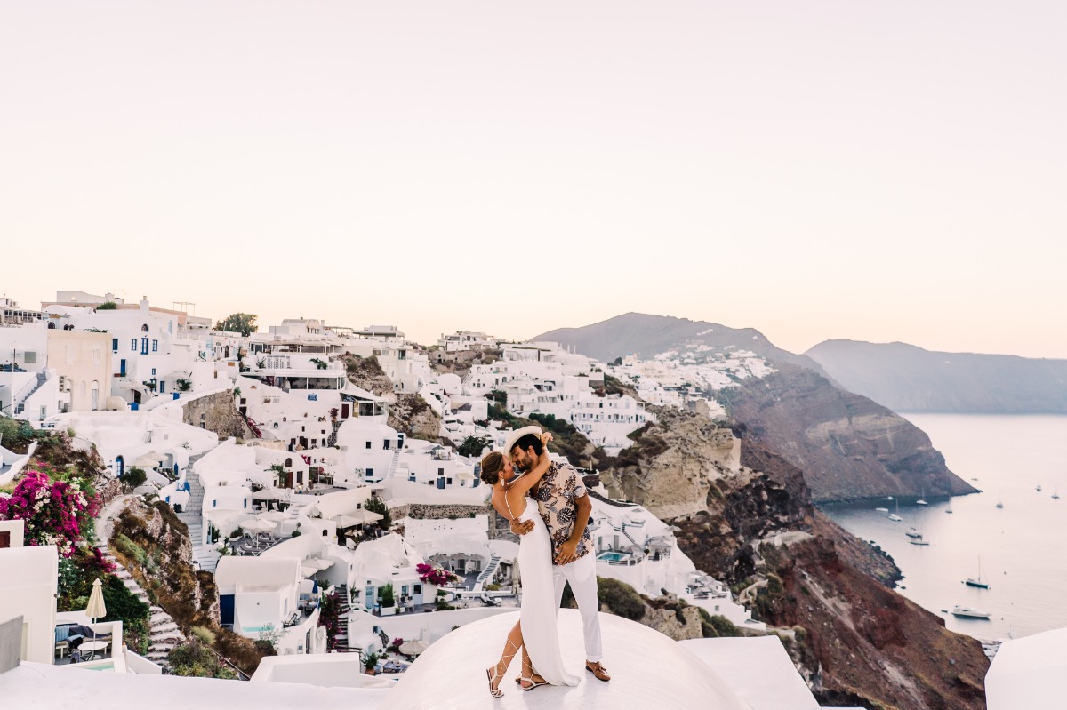 Get Away From It All–A Magical Elopement On The Cliffs of Santorini