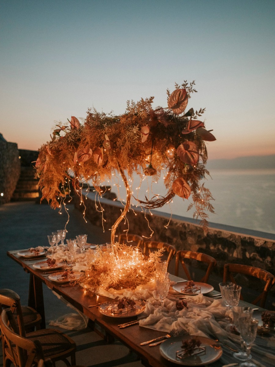 Earth Tone Elopement In Santorini That Will Make You Rethink A Neutral Wedding Color Palette