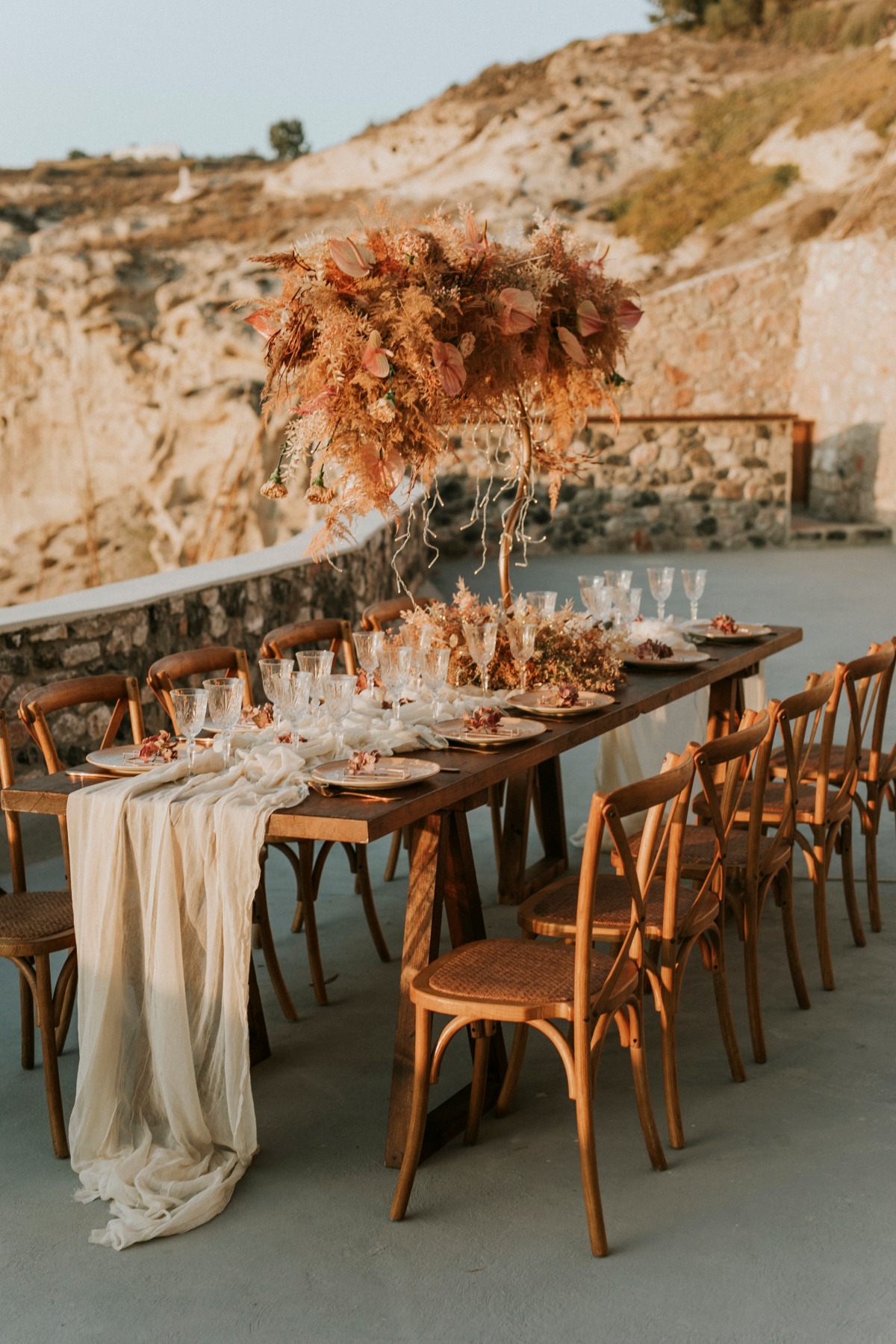 Earth Tone Elopement In Santorini That Will Make You Rethink A Neutral Wedding Color Palette