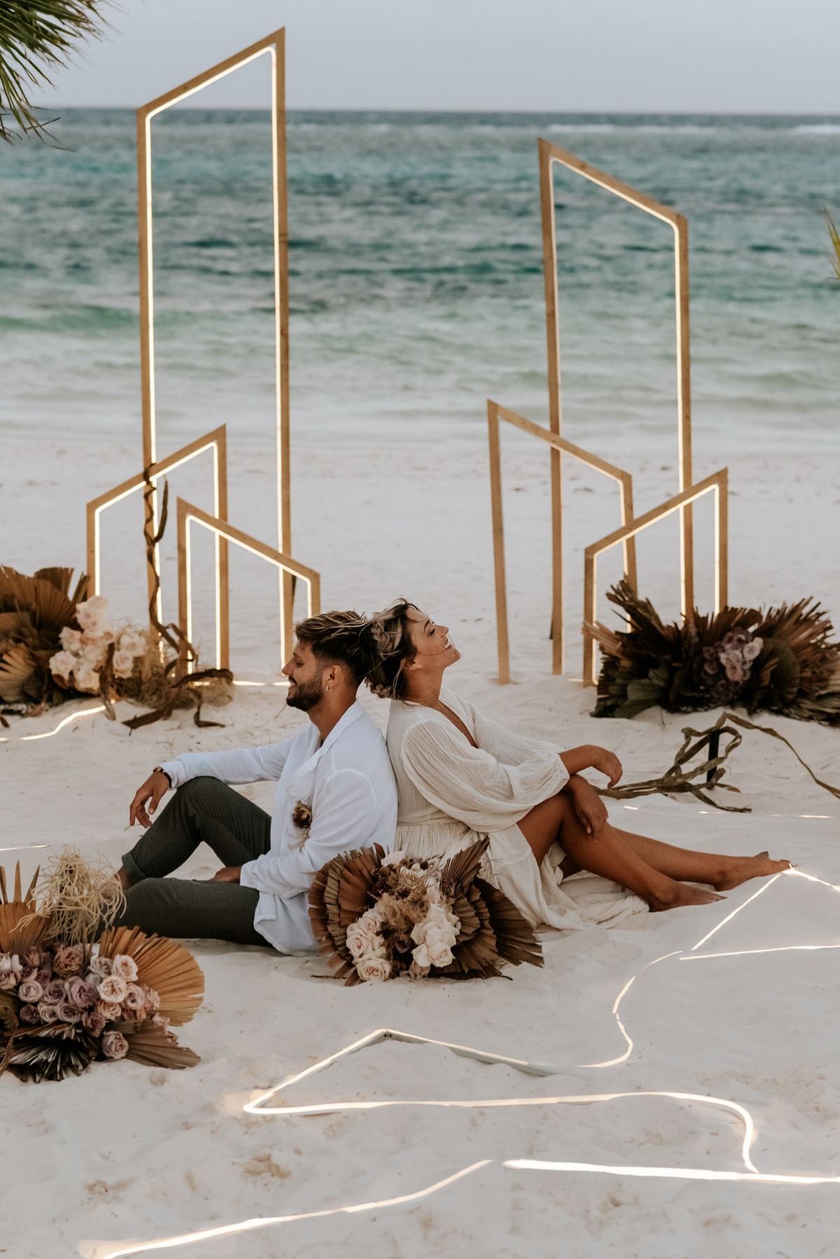 Unique Beach Wedding Ideas with Neon Decor + Laid Back Vibes