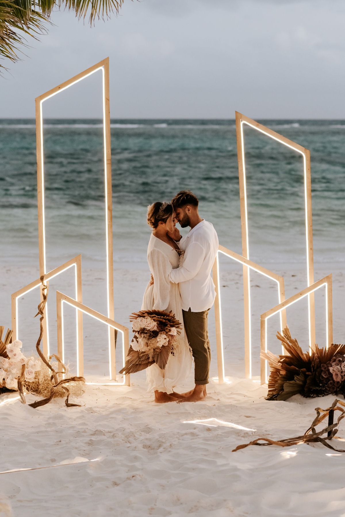 Unique Beach Wedding Ideas with Neon Decor + Laid Back Vibes
