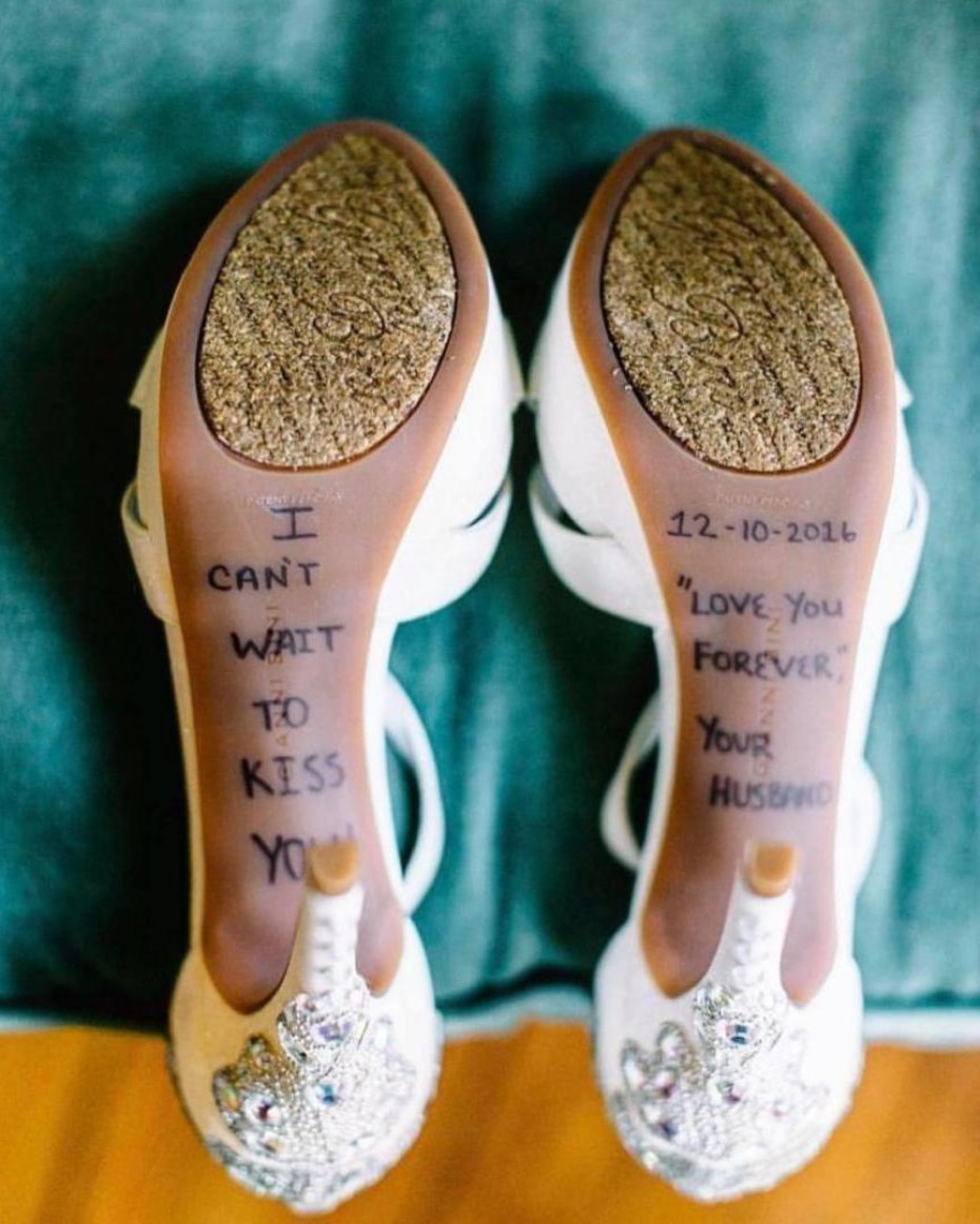 Message from groom to bride on her shoe