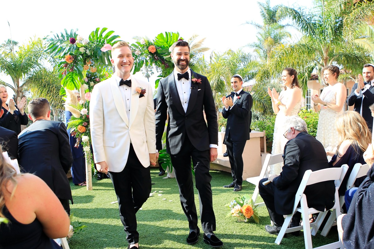 These two grooms rocked their San Diego wedding with a tropical disco theme