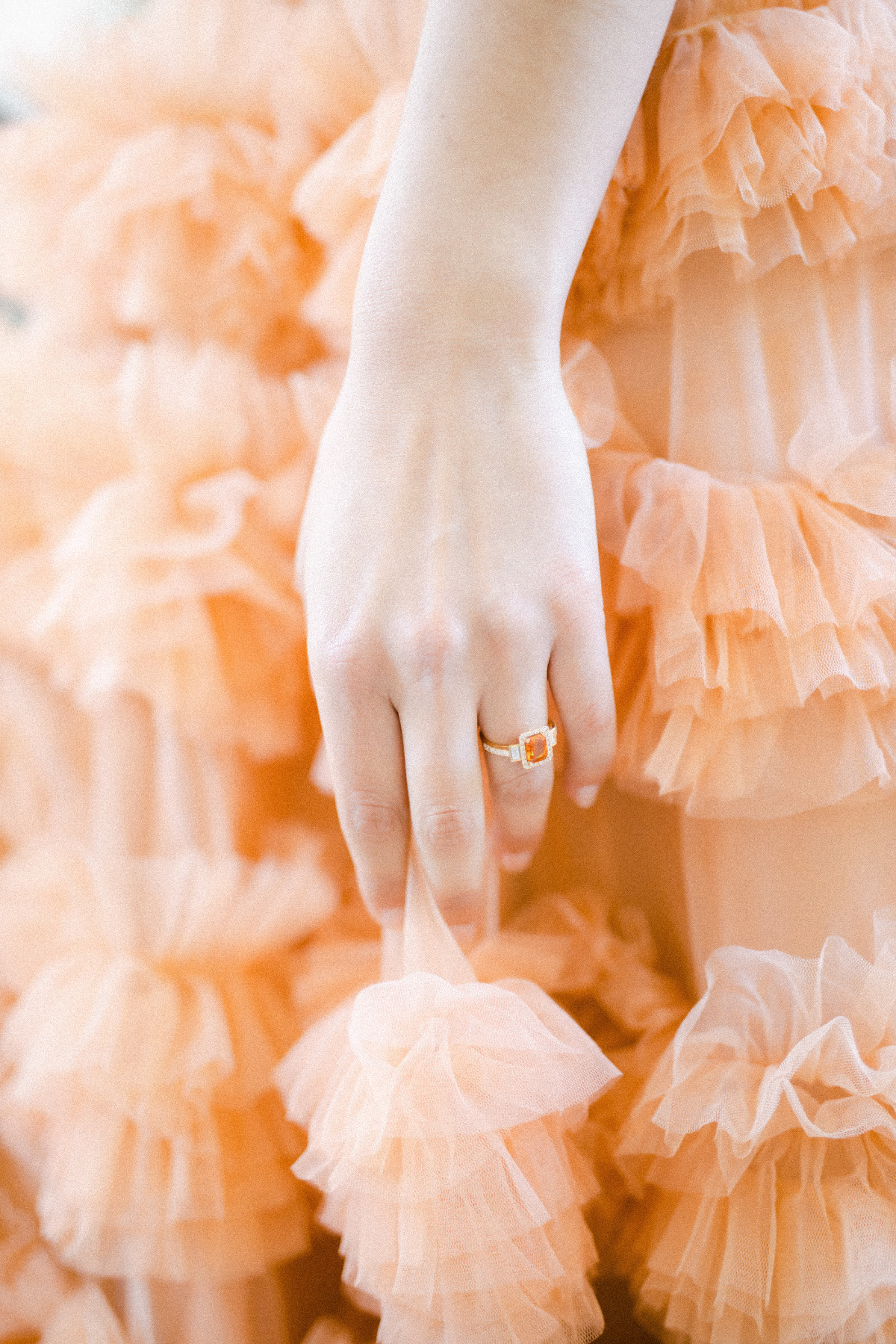 Dreamy Summer Editorial At A French ChÃ¢teau With A Show-Stopping Orange Sherbert Gown